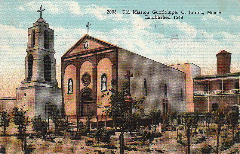 Postcard Old Mission Guadalupe Ciudad Juarez Mexico 1938