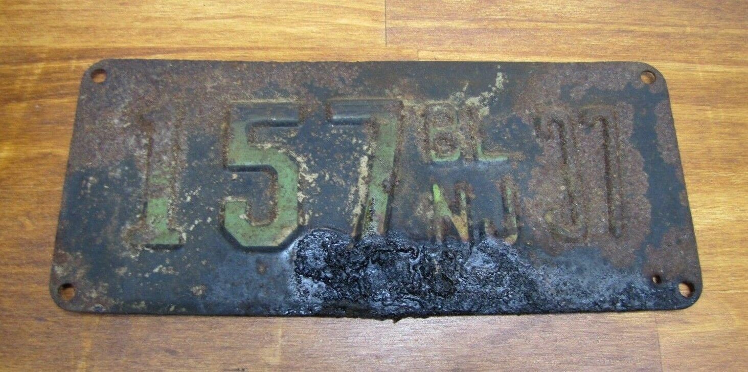 1937 NEW JERSEY BOAT LICENSE PLATE 157 BL NJ 37 early hard to find 1930s