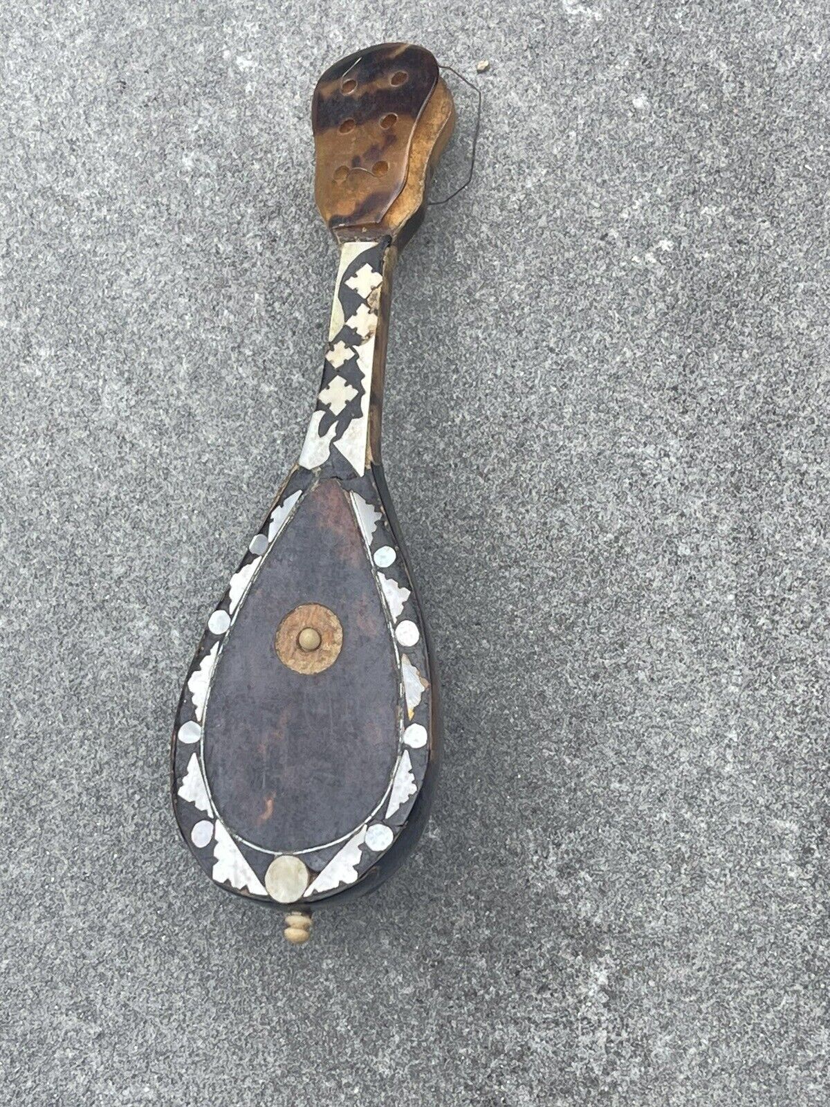 Vintage FAUX Tortoise Shell Miniature MANDOLIN Mother Of Pearl Details 5”