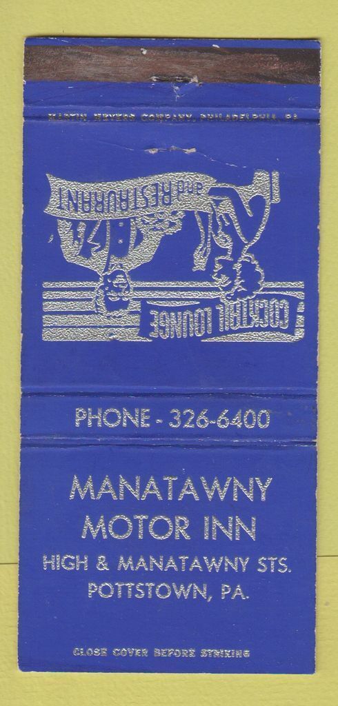 Matchbook Cover - Manatawny Motor Inn Pottstown PA WEAR 30 Strike