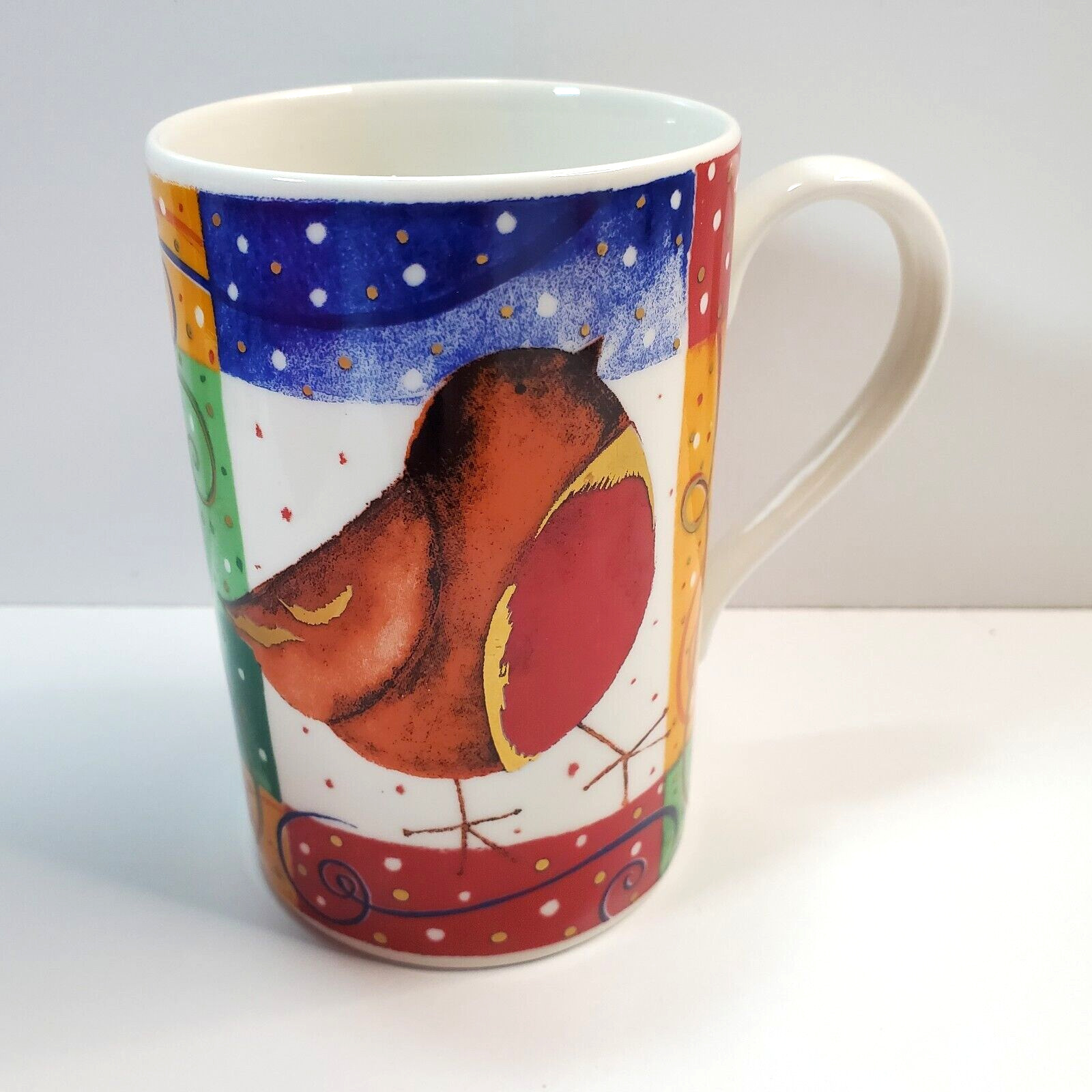 Vintage Dunoon Jolly Christmas Bird Mug Design by Jane Heyes Made in Scotland