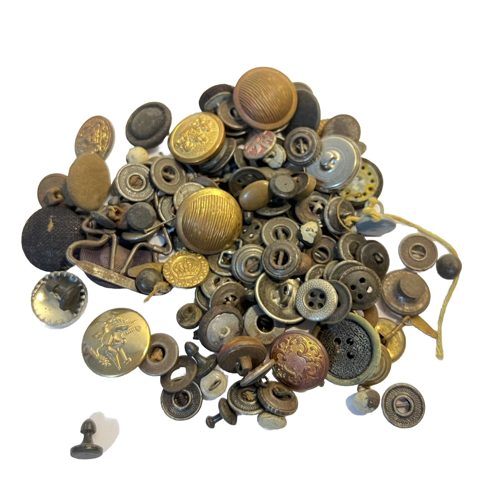 Mostly Metal Vintage Buttons 50 Plus  Craft Collectible Estate Find