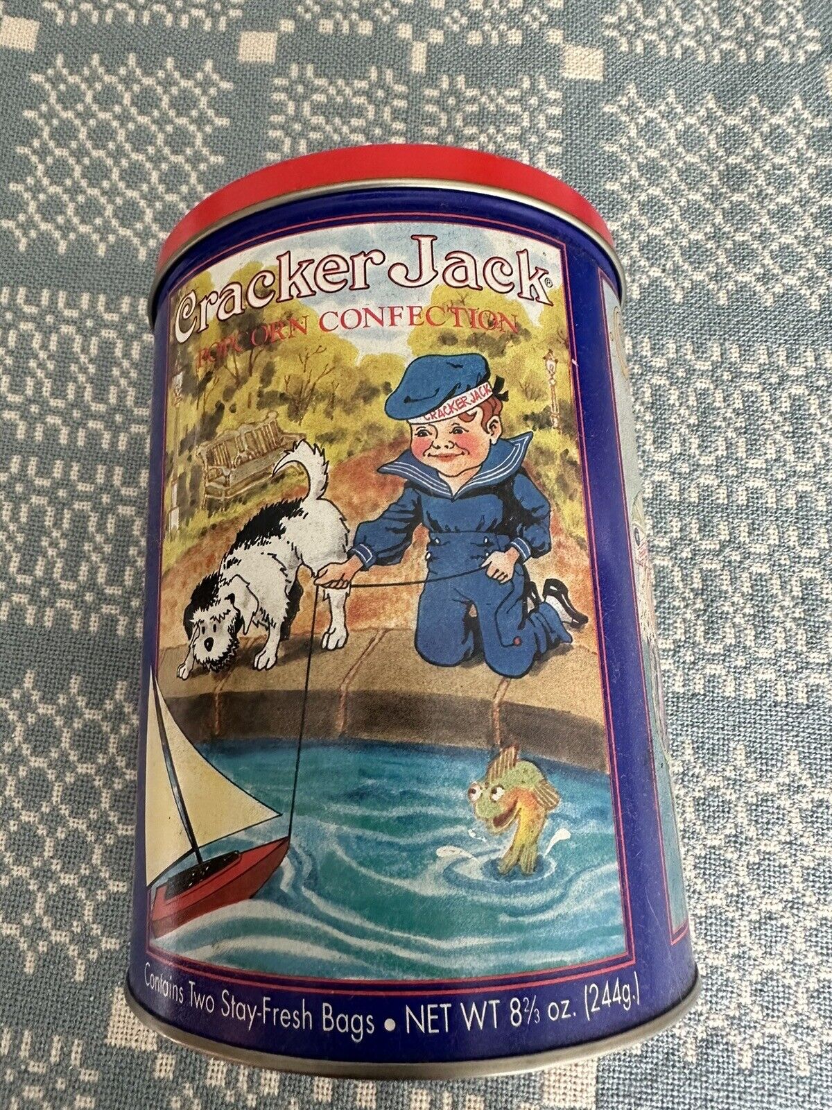 Vintage Cracker Jack Tin With Lid Limited Edition Third in Series Baseball 1992