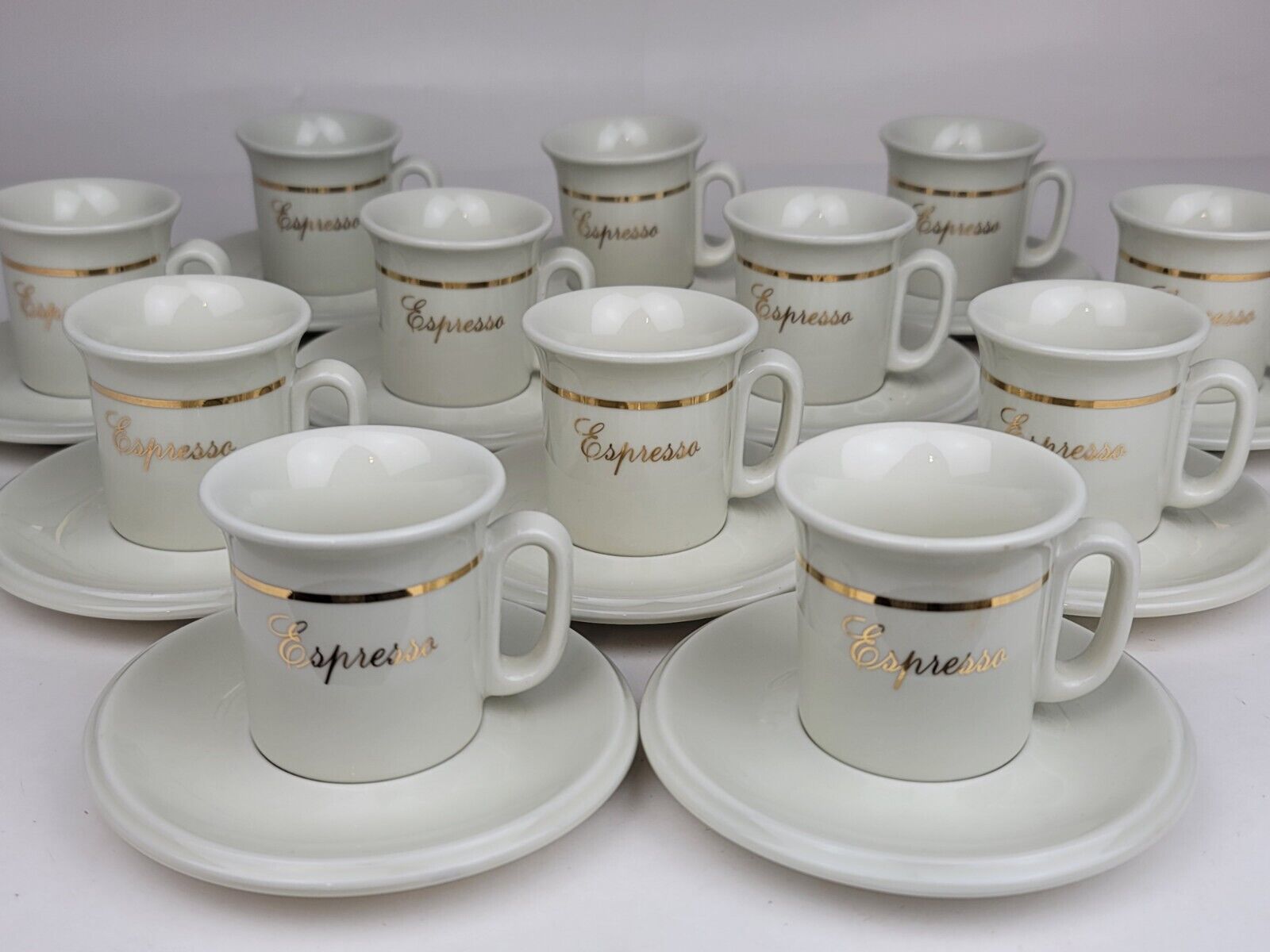 x12 Vintage ACF Made in Italy Espresso Cup & Saucer Lot White with Gold Design