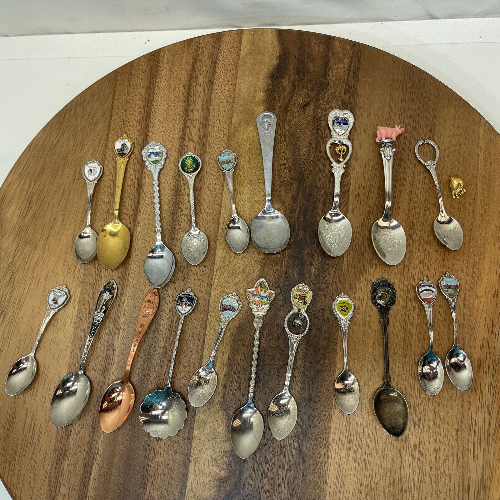 Vintage Mixed Lot of 20 Travel Souvenir Spoons states, and places, Michigan