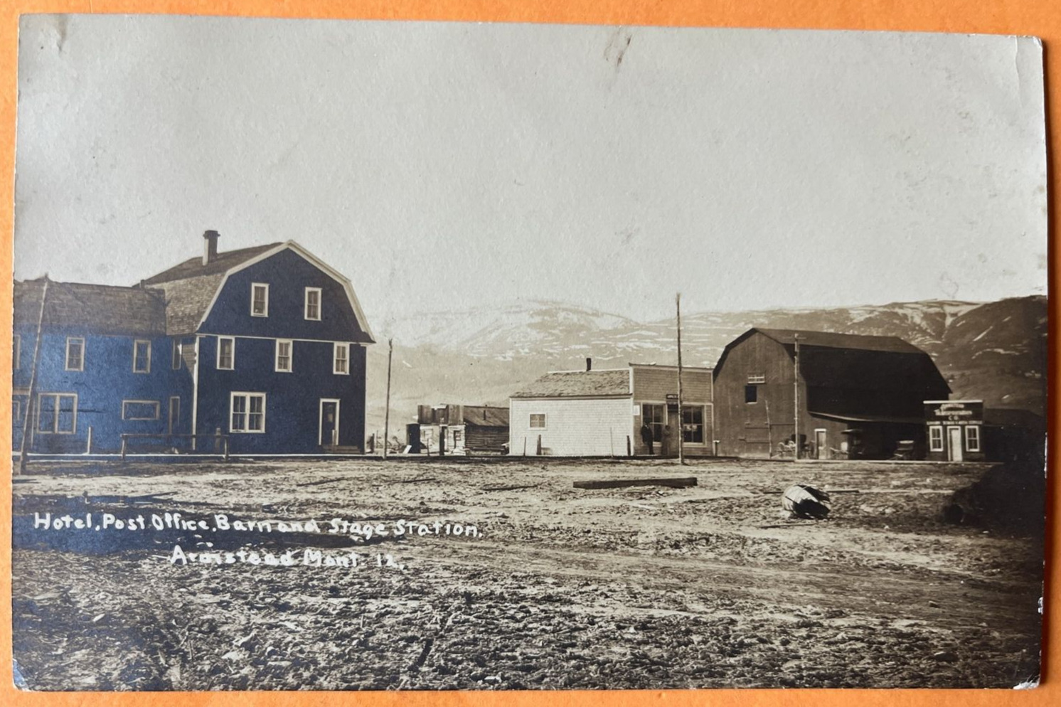 Rare RPPC 1911 Ghost Town Armstead MT, Hotel, Barn, Stage Station. No Comps OOAK