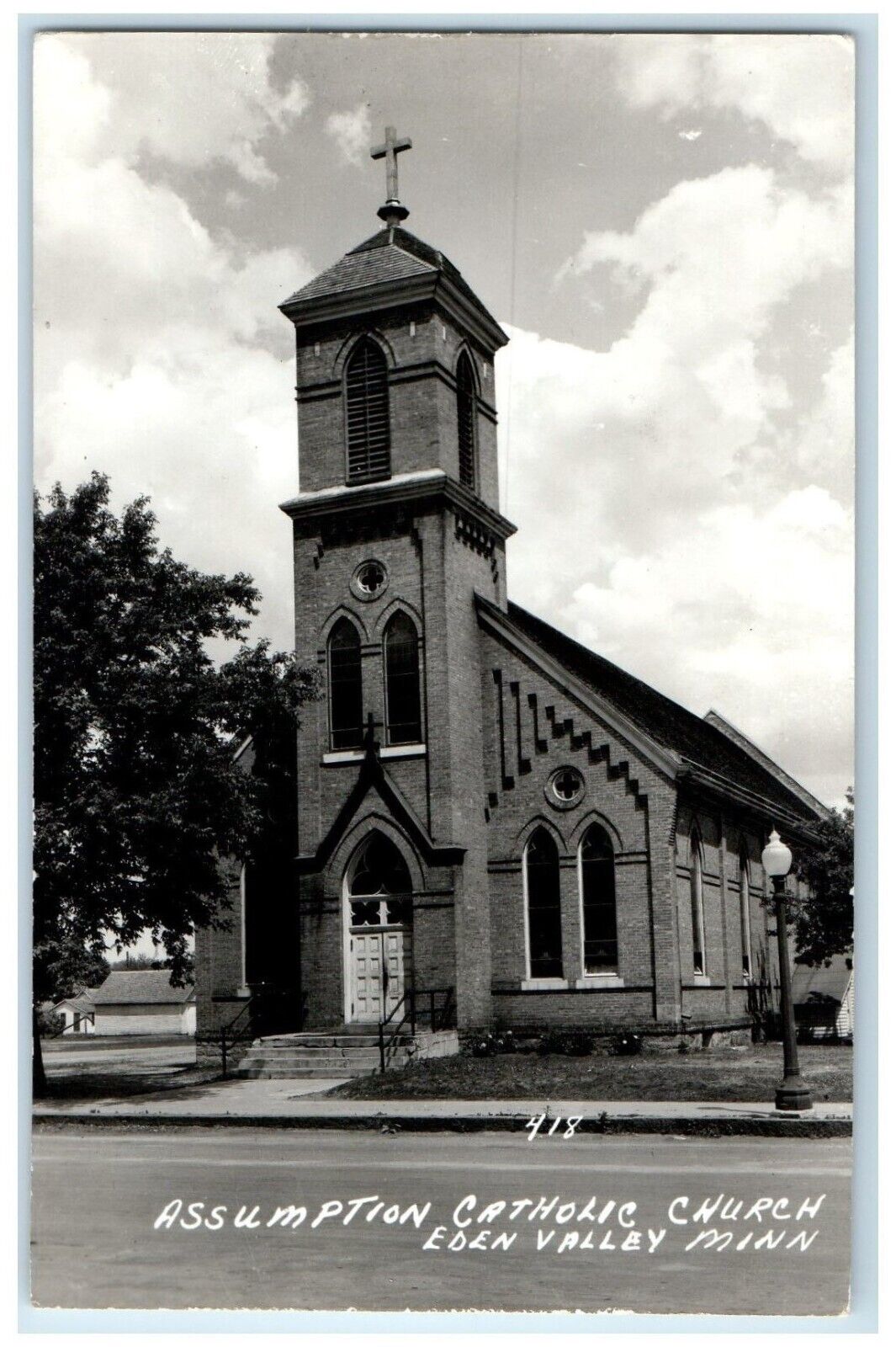 1940 Assumption Catholic Church Chapel Eden Valley Minnesota RPPC Photo Postcard