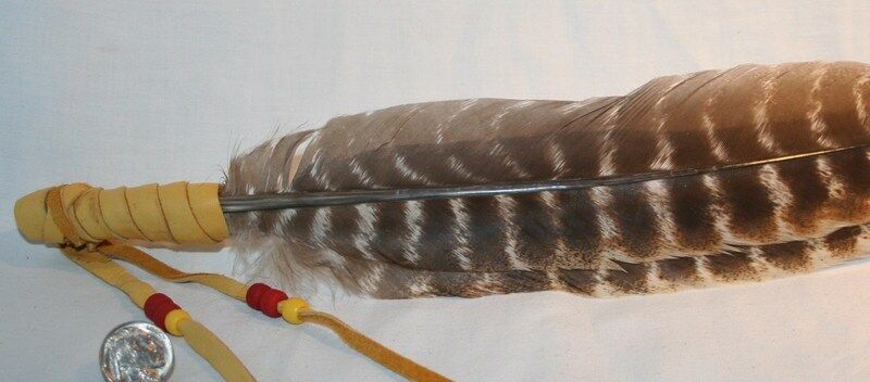 Smudging Feather Leather Hand Wrapped  12 -14\