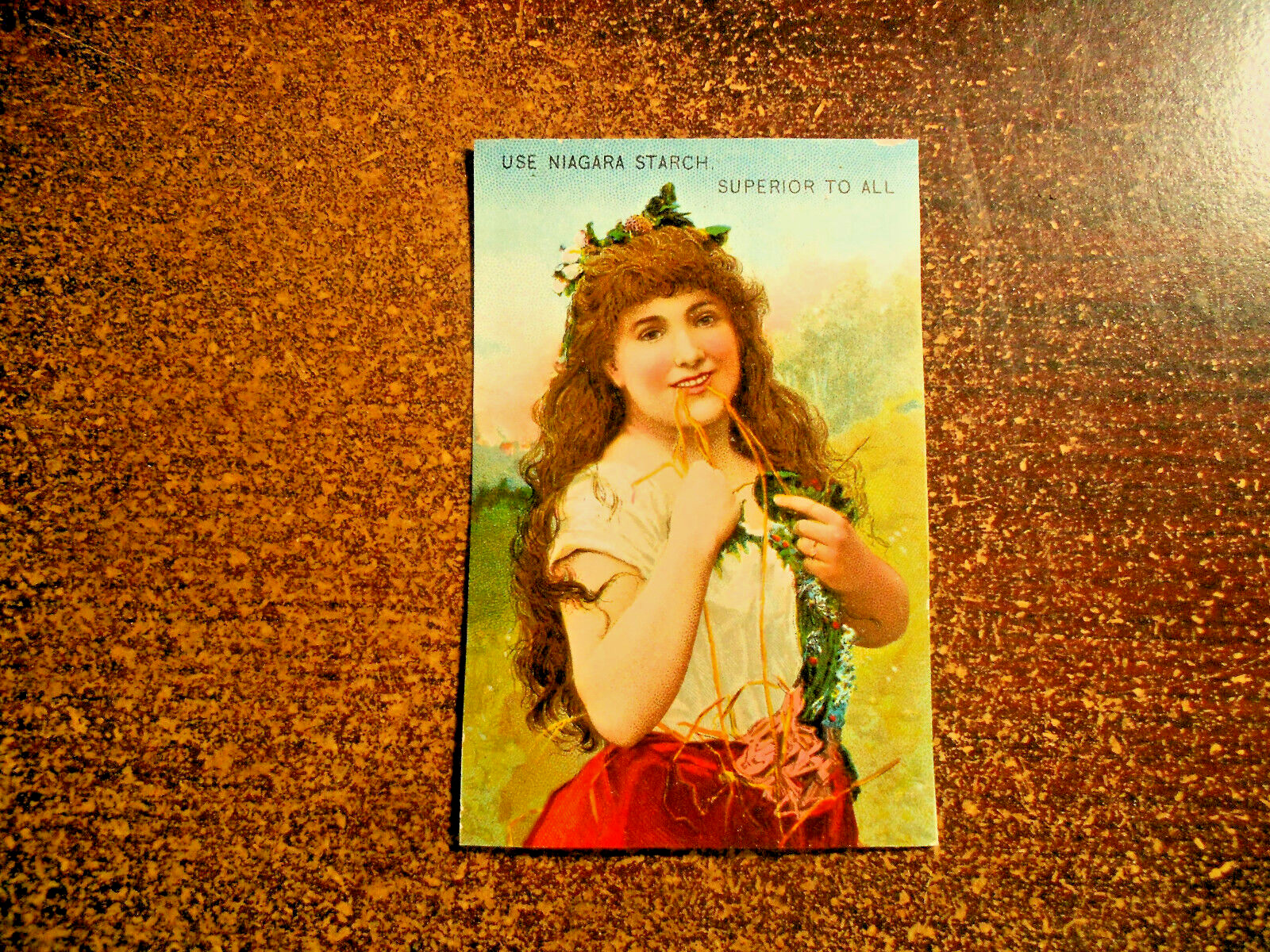 USE NIAGARA STARCH TRADE CARD SUPERIOR TO ALL GIRL WITH LONG HAIR