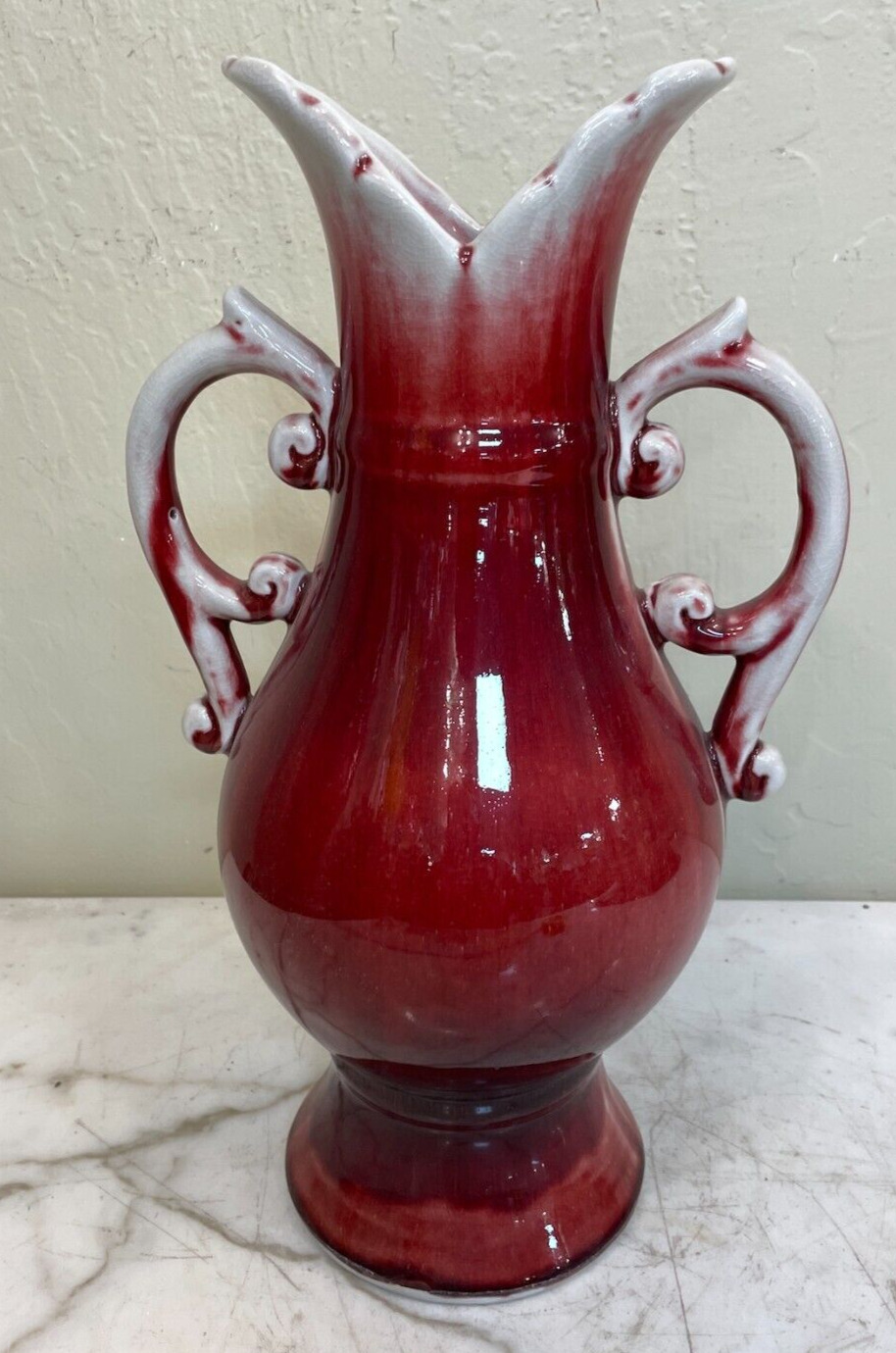 Unique Porcelain Red and White Vase