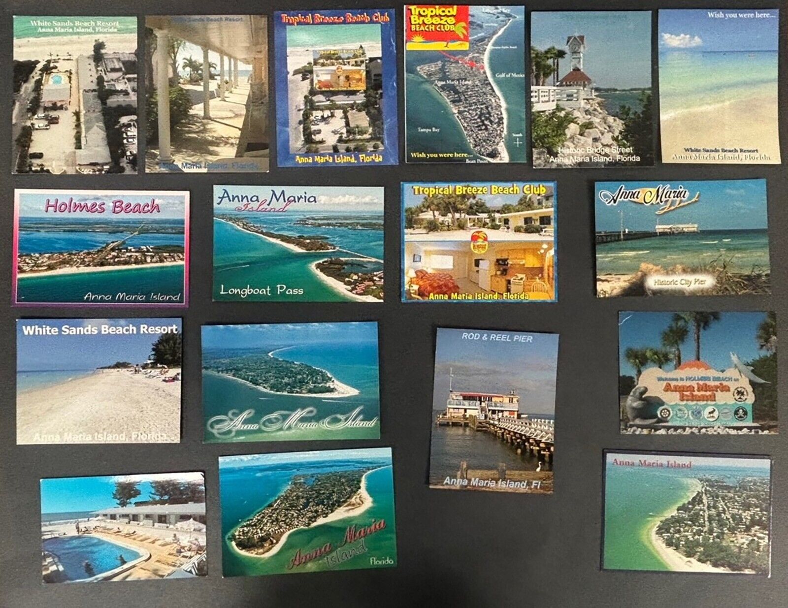Lot of 17 Anna Maria Island, Florida Postcards Holmes Beach White Sands1990's