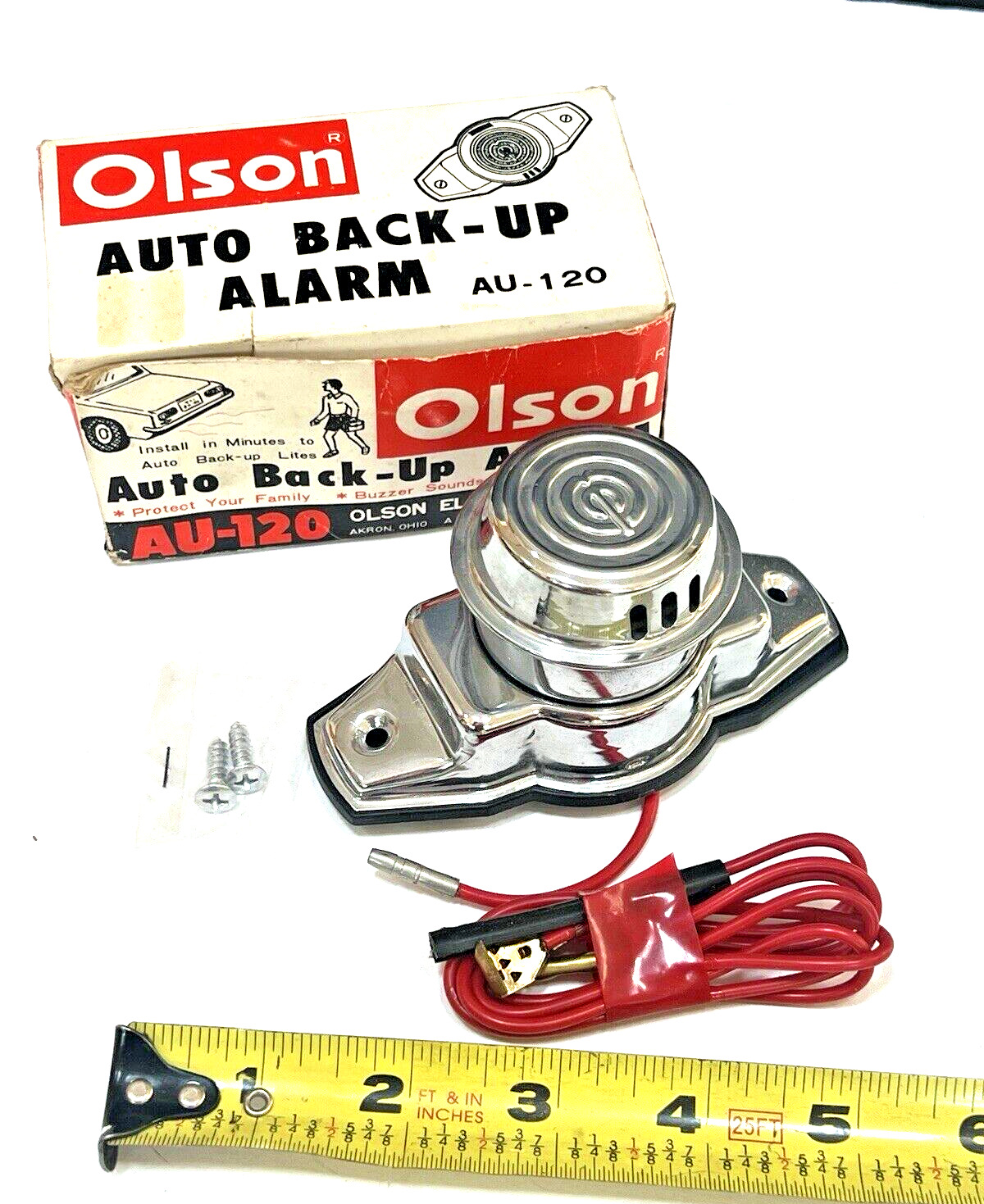 1967 OLSON AUTO BACK UP ALARM FOR RAT ROD HOT ROD CAR - NOS - CHROME 