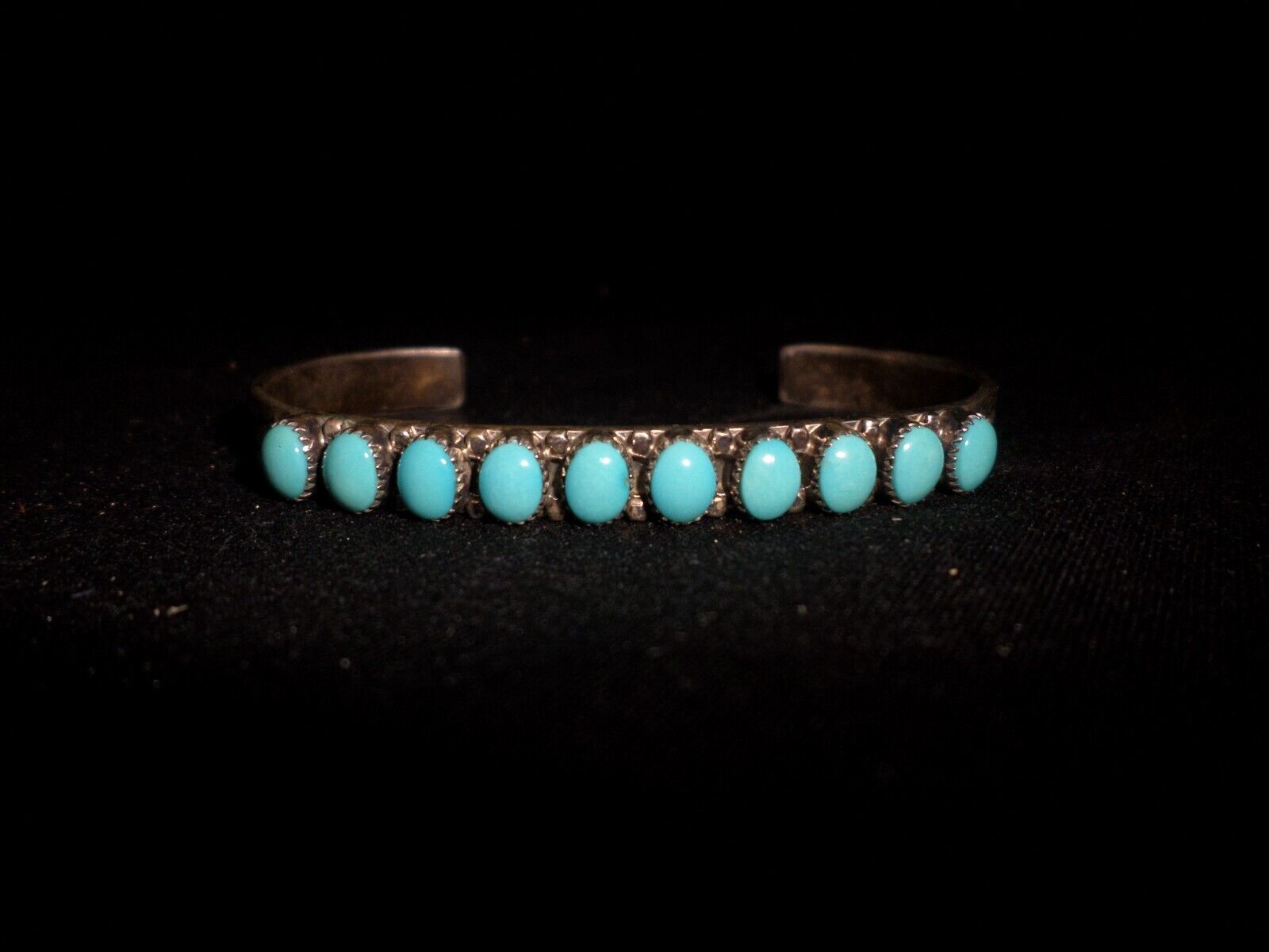 Fine H.M Coonsis Native American Sterling Silver Turquoise Cuff Bracelet