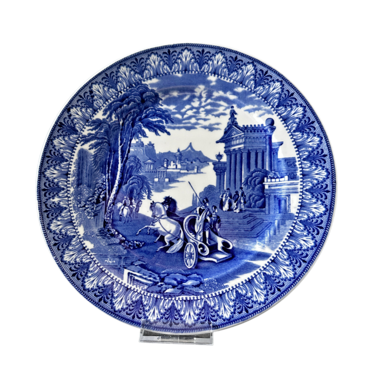 Cauldon Chariot 1920\'s Blue & White Display/Dinner Plate 10 1/2\