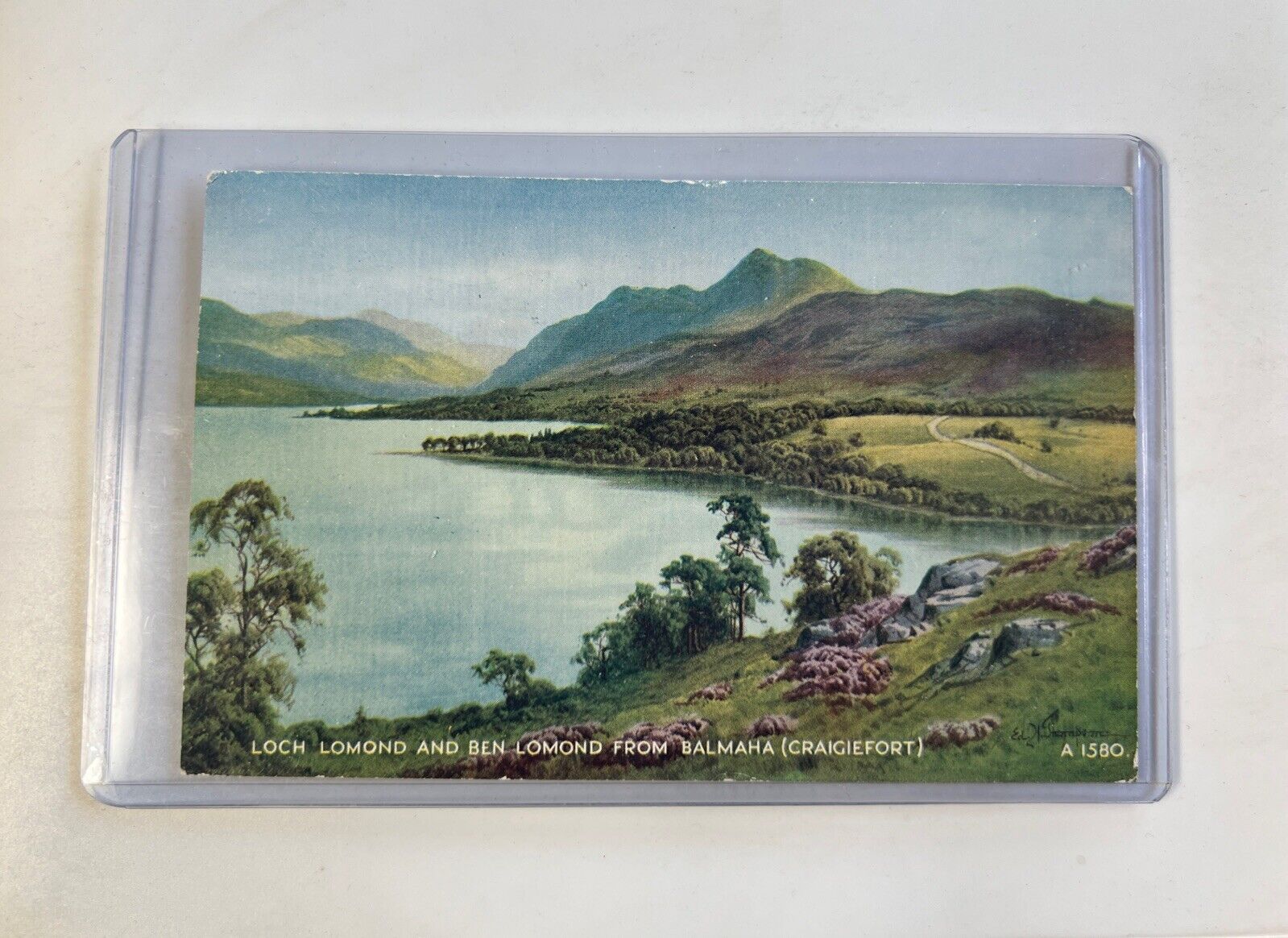 Vintage Postcard Loch Lomond Scotland 1958 Edward Thompson Watercolor Scene
