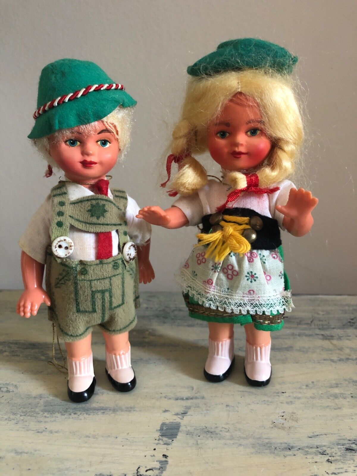 VTG German Bavarian, Boy & Girl, Doll  Christmas Ornaments, Grannycore
