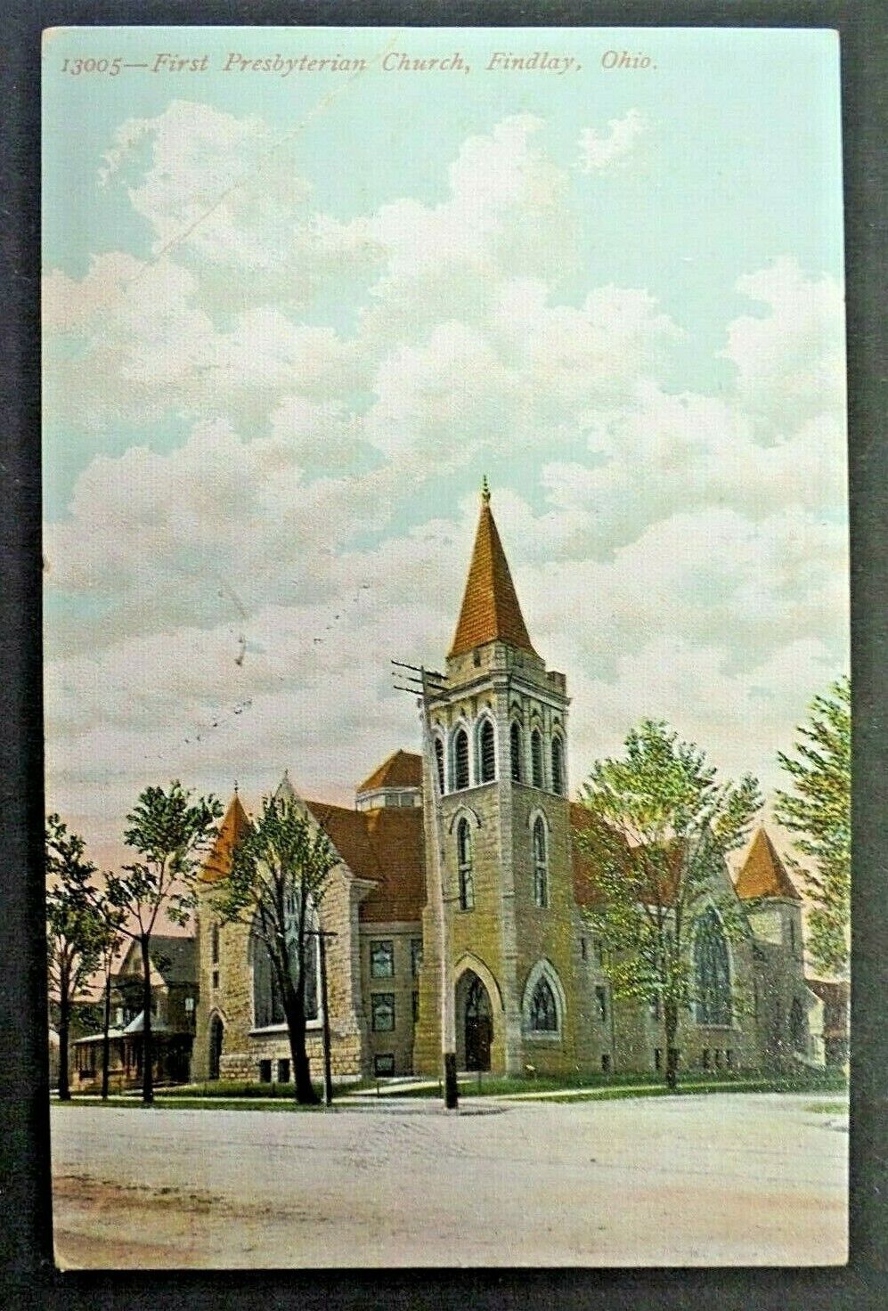 First Presbyterian Church, Findlay Ohio DB Postcard 1909 Post 4551