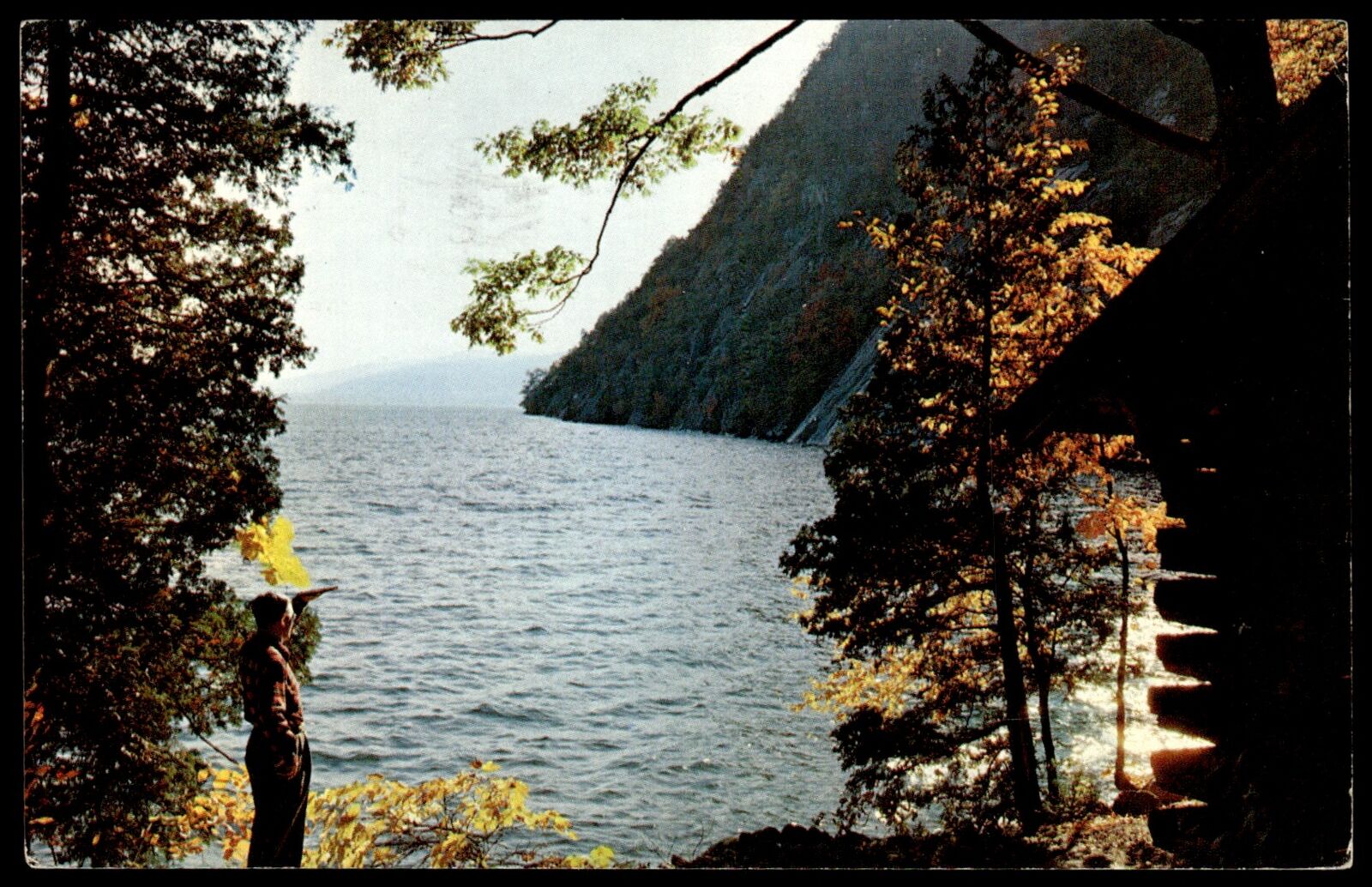 1960 Postard Rogers Rock Mt On Lake George New York NY Chrome Postcard #1