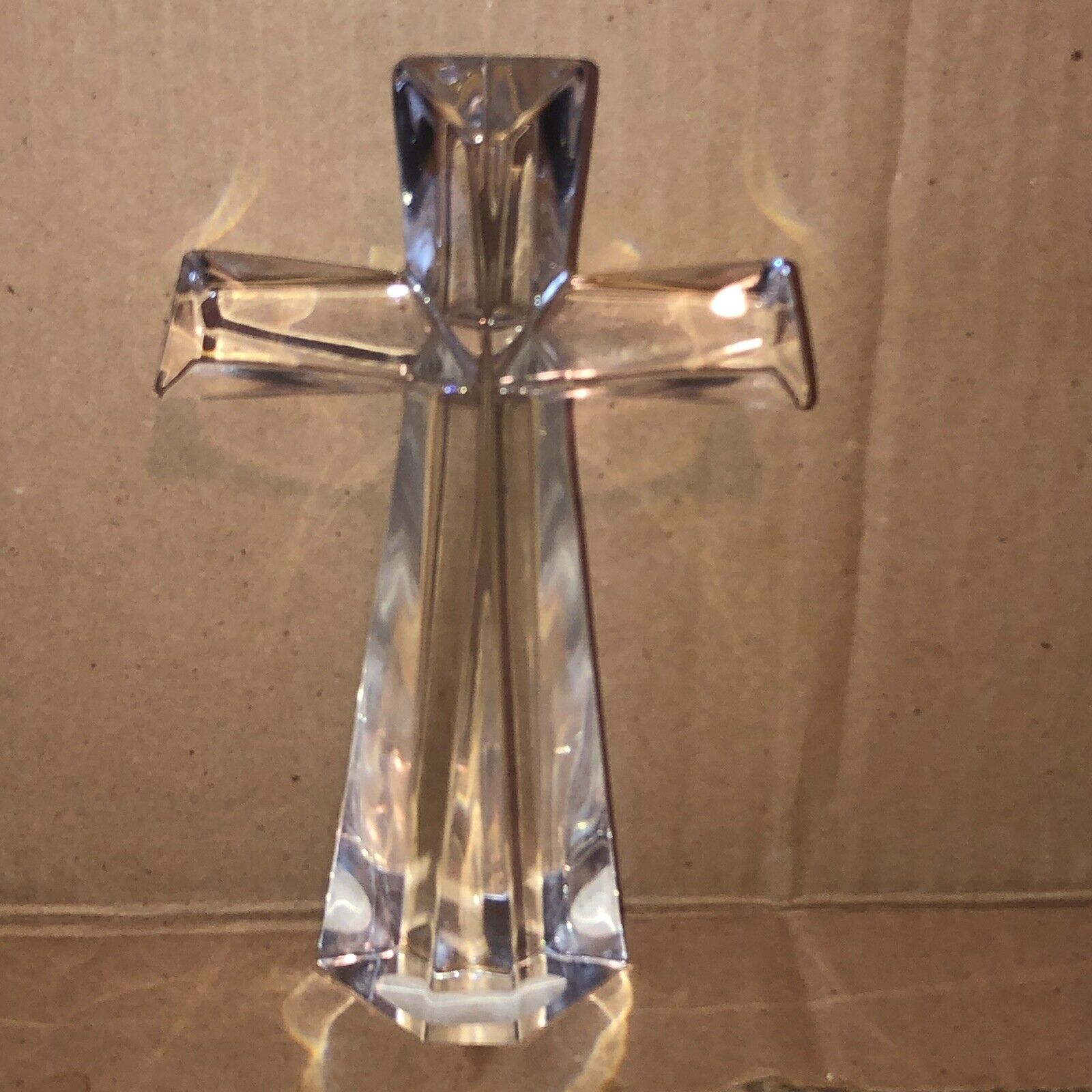 Beautiful Bohemian ￼crystal Glass cross 7 inch tall Czech Republic￼