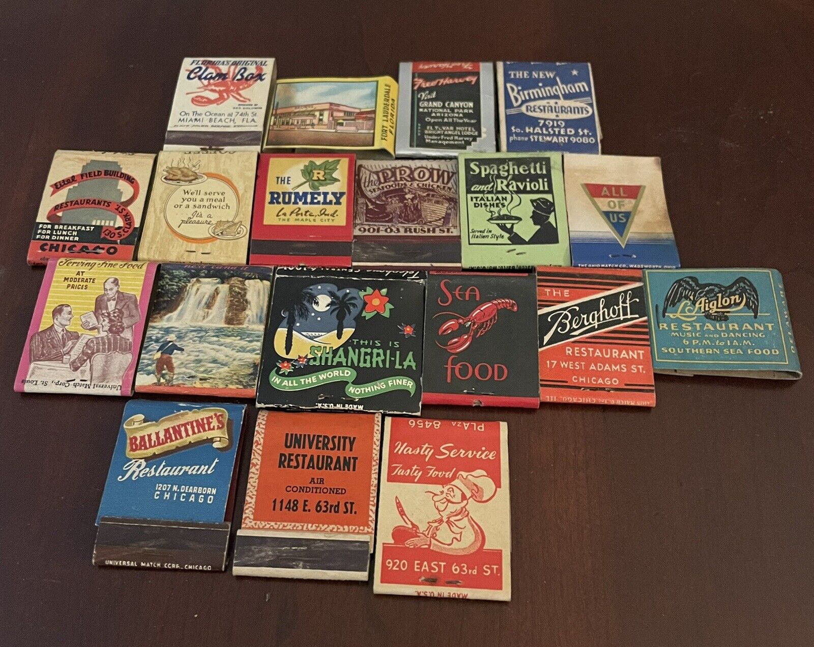 18 Matchbox Covers 1940s-50’s Iconic Restaurants: Great Colors And Graphics