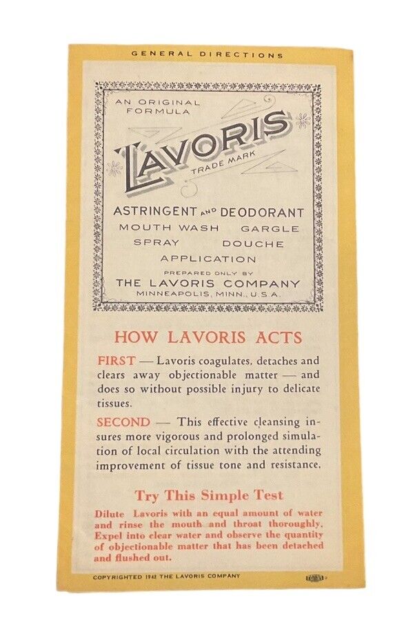 c1942 Lavoris Brochure Tooth Chart Directions 1st 2nd Dentition Information A1