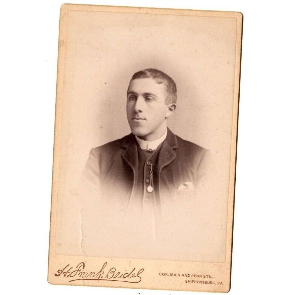 Antique Cabinet Card Photo Portrait Young Man H Frank Beidel Shippensburg PA