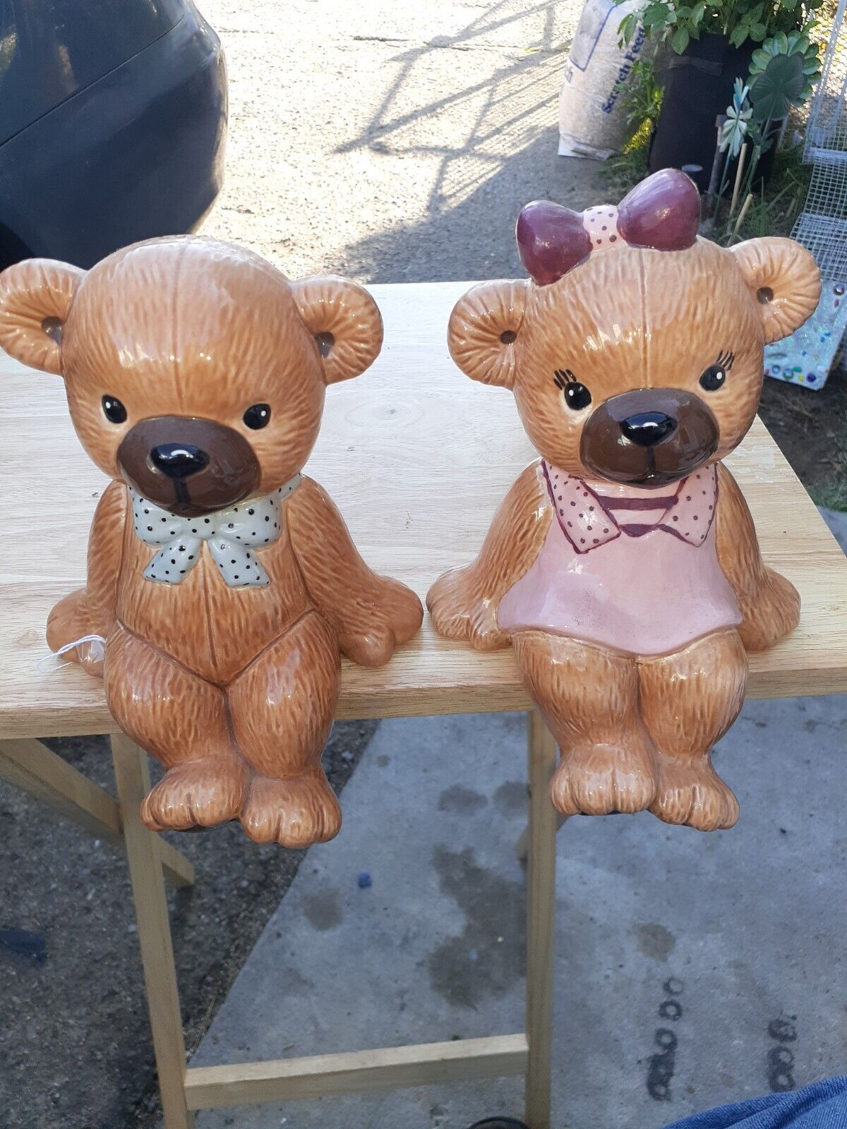 Vintage Pair Boy & Girl Bear Shelf Sitters