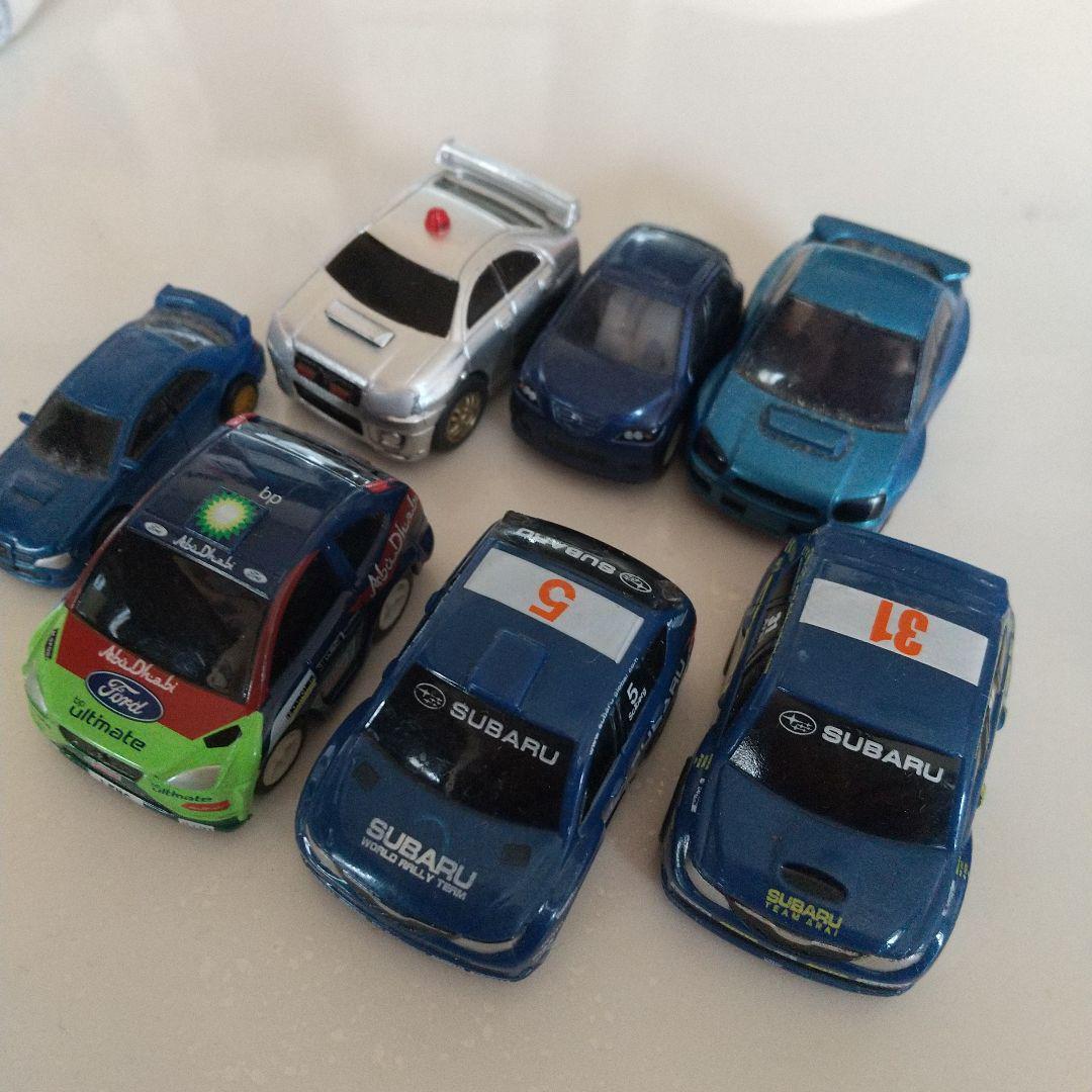 Choro-Q 7 Subaru Impreza Pullback Cars And 1 Tomica Blue Minicar Set Toys Hobby