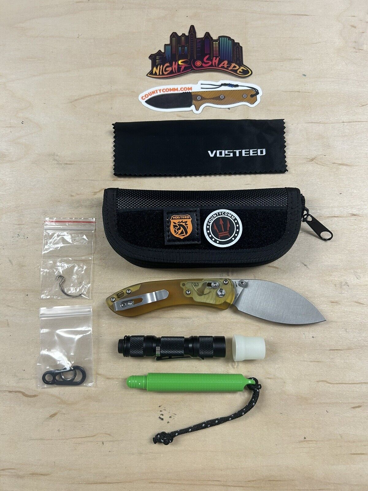 Vosteed CountyComm Exclusive Ultem Mini Nightshade, CC Patch, & Flashlight