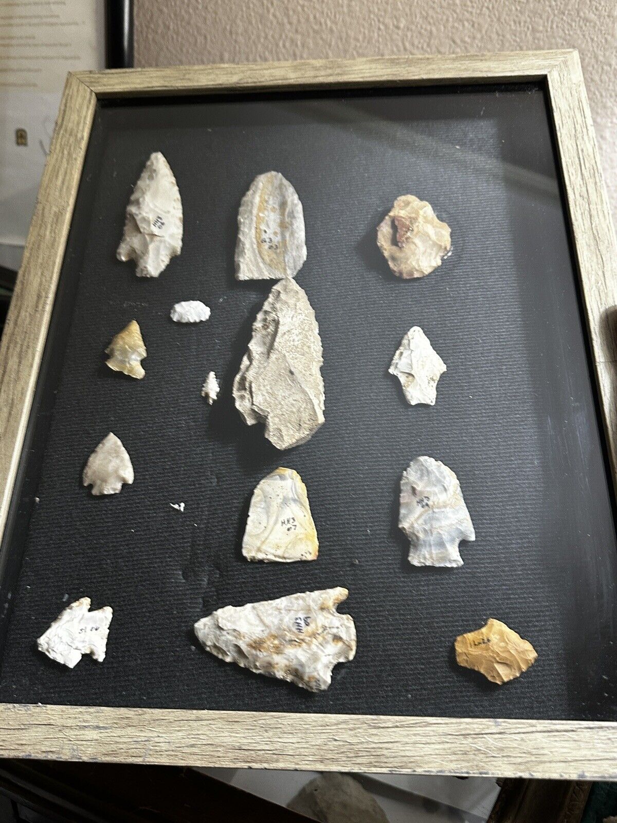 Frame Of Ancient Native American Artifacts From Missouri