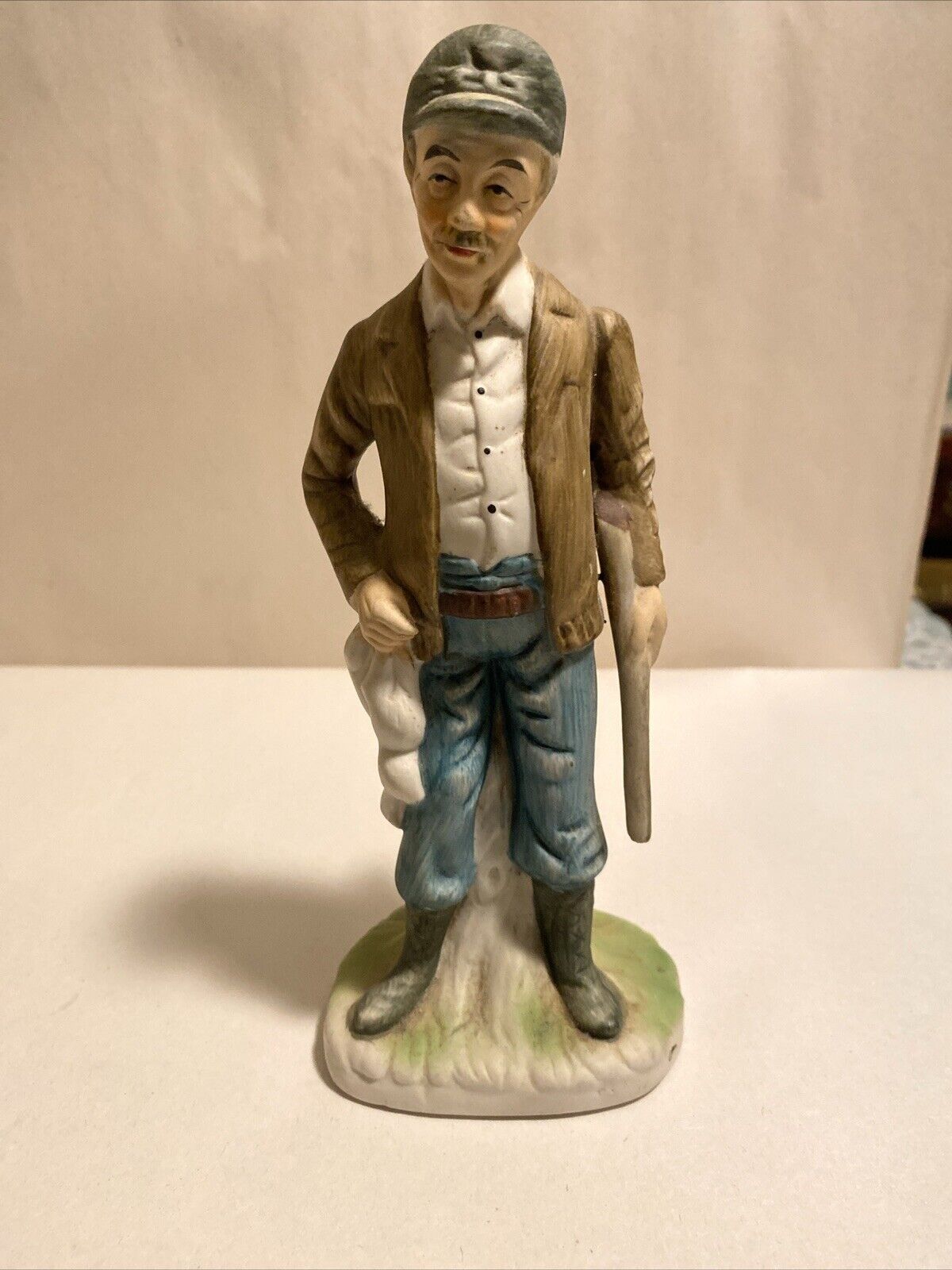 Vintage Old Man Hunter Ceramic Figurine Hunting Carrying Rabbit and Shotgun 8\