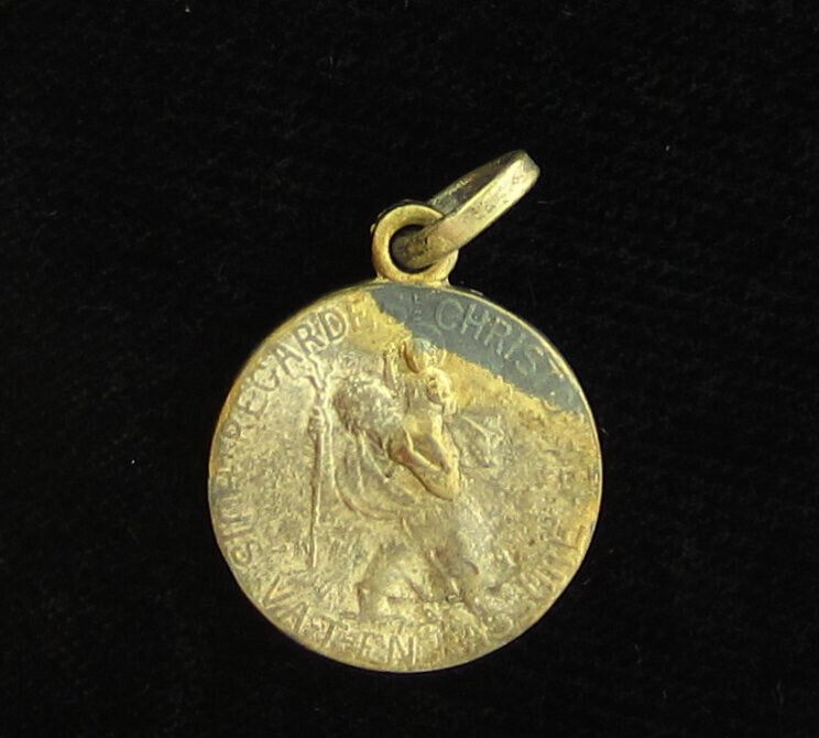 Vintage Saint Christopher Medal Religious Holy Catholic Petite Medal Small Size