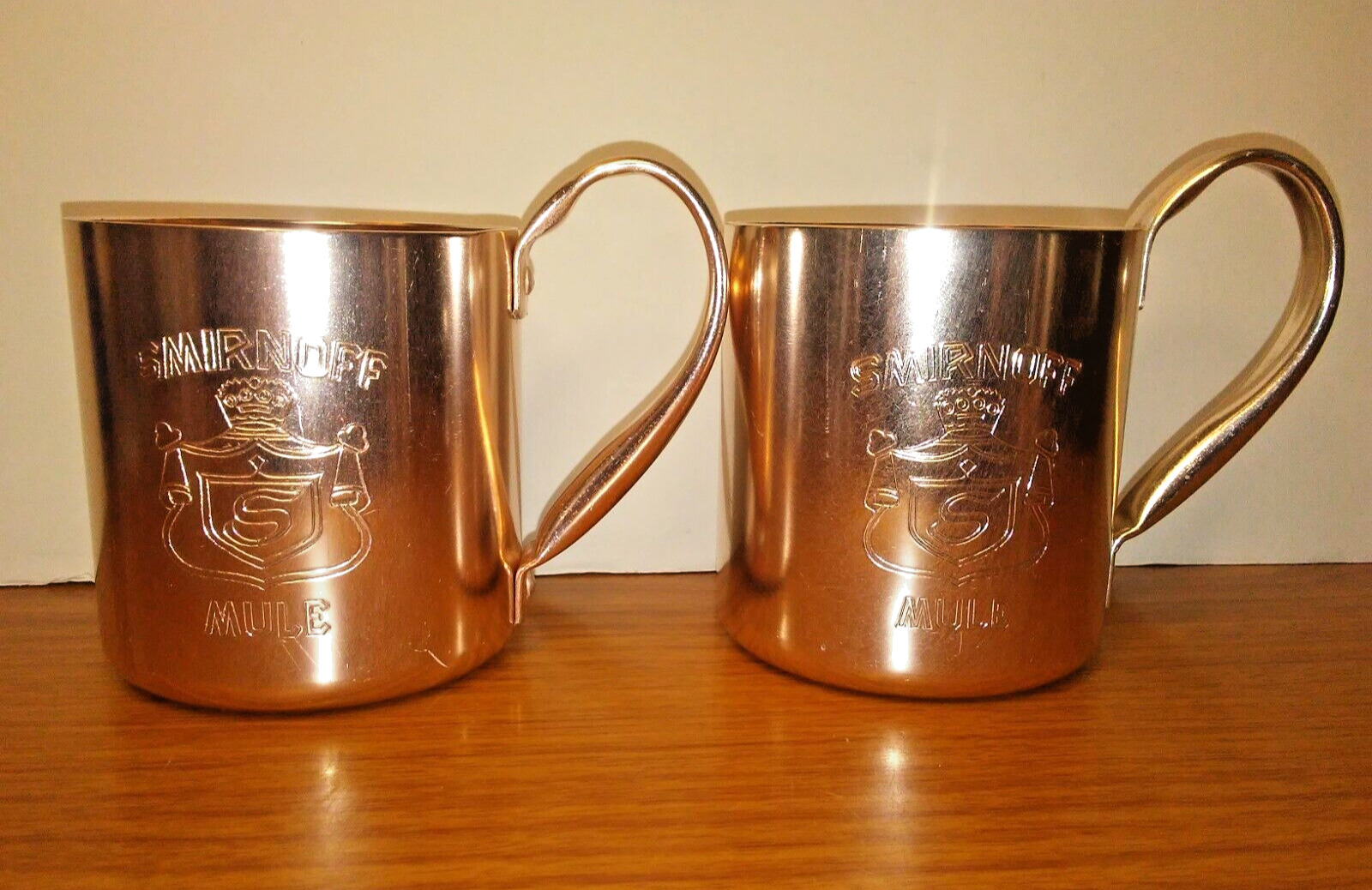 Vintage Smirnoff Moscow Mule Mugs Copper Cocktail Barware Cups Set of 2