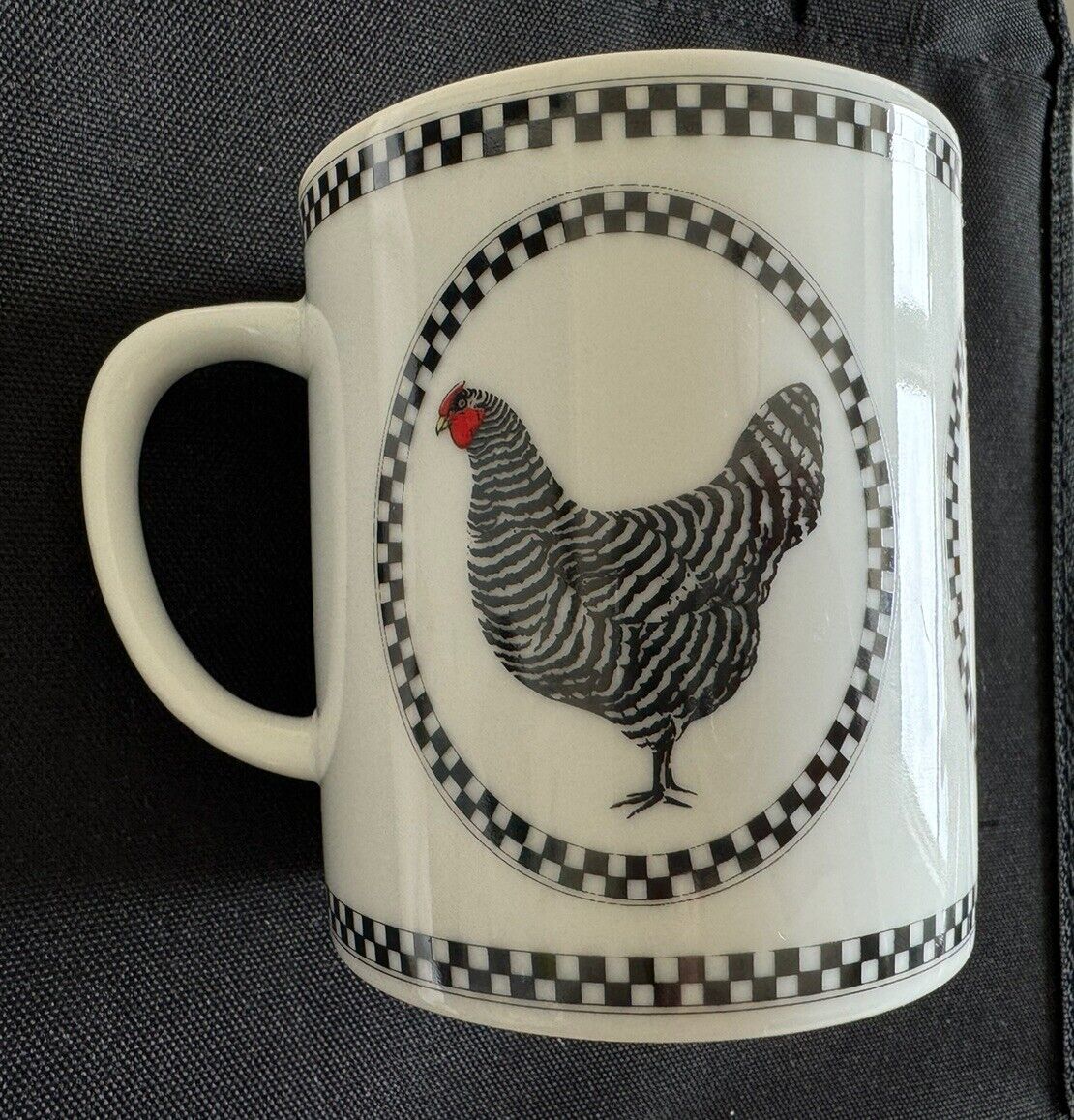 Vintage Department 55 French Hens - Farmhouse Black & White W/ Red Wattle Mug