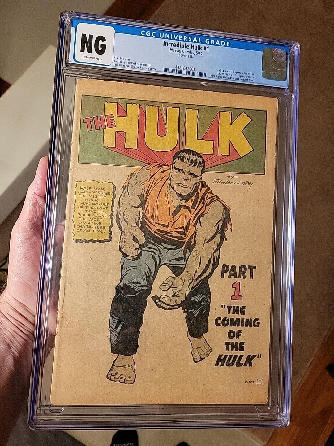 Incredible Hulk #1 CGC NG Coverless/Complete 1st App & Origin Marvel KEY 1962 
