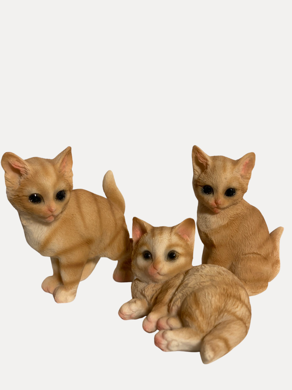 Three Miniature Kittens Tiger Color Figurines. Bundle
