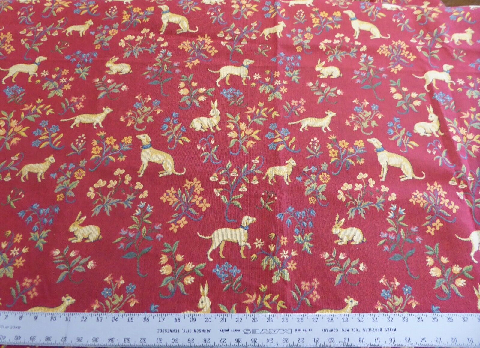 Old World Weavers Rouge Animals Upholstery Woven Cotton French Tapestry Fabric