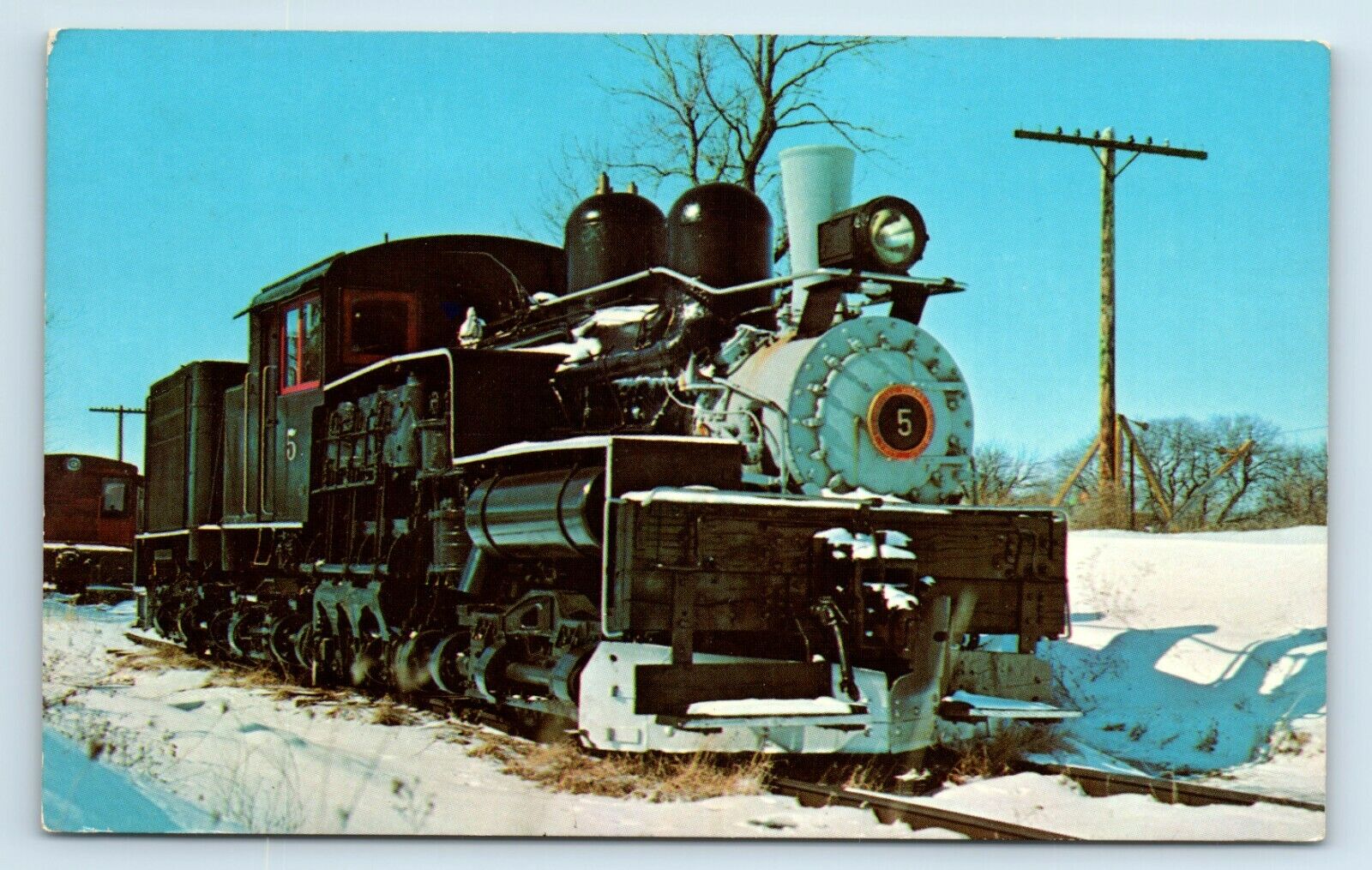 Postcard IL Railway Museum, No 5 70-ton Shay-geared Locomotive RR L81