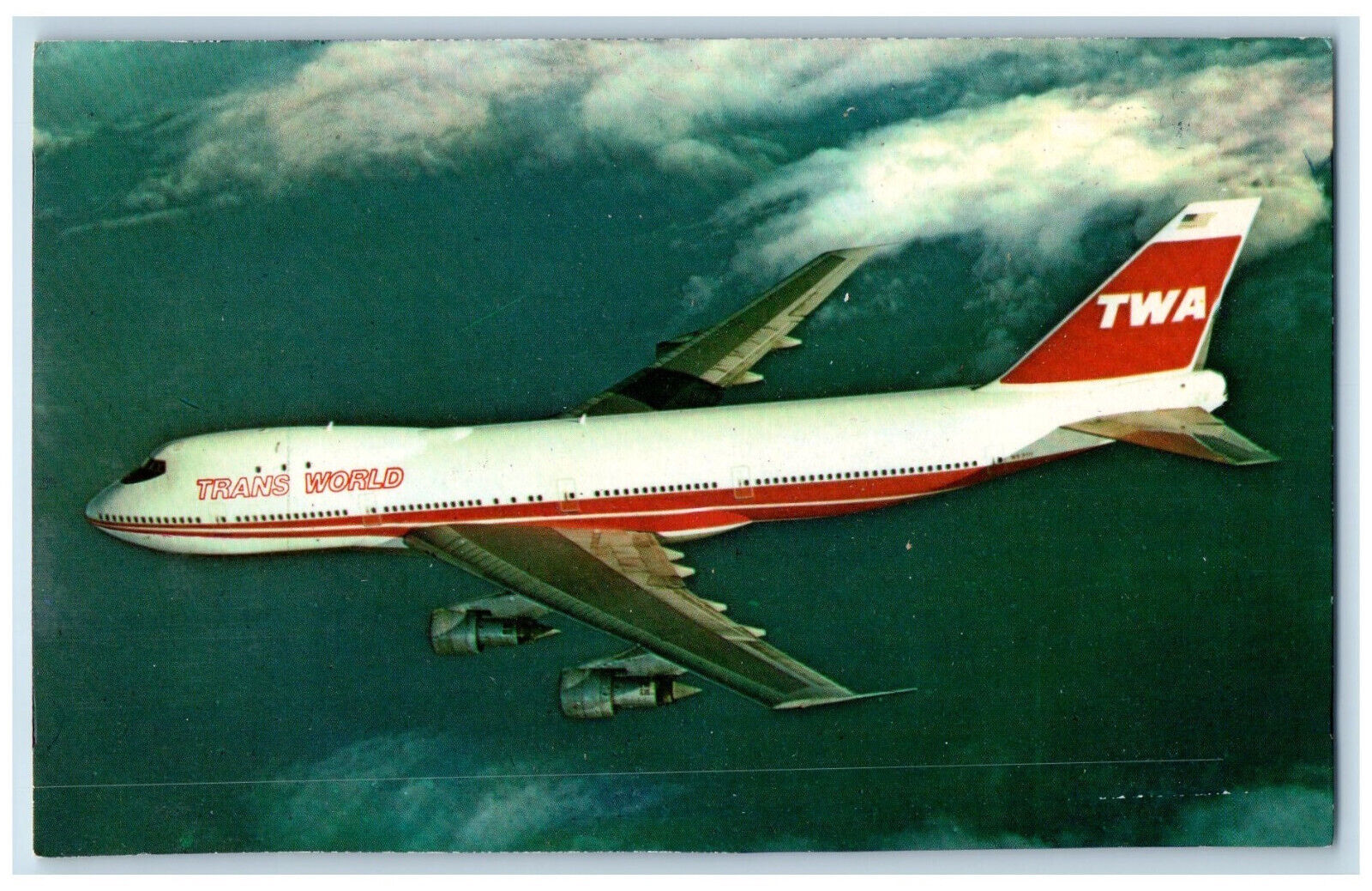 c1950\'s Europe TWA\'s Trans World Service Airplane Flying in USA Vintage Postcard