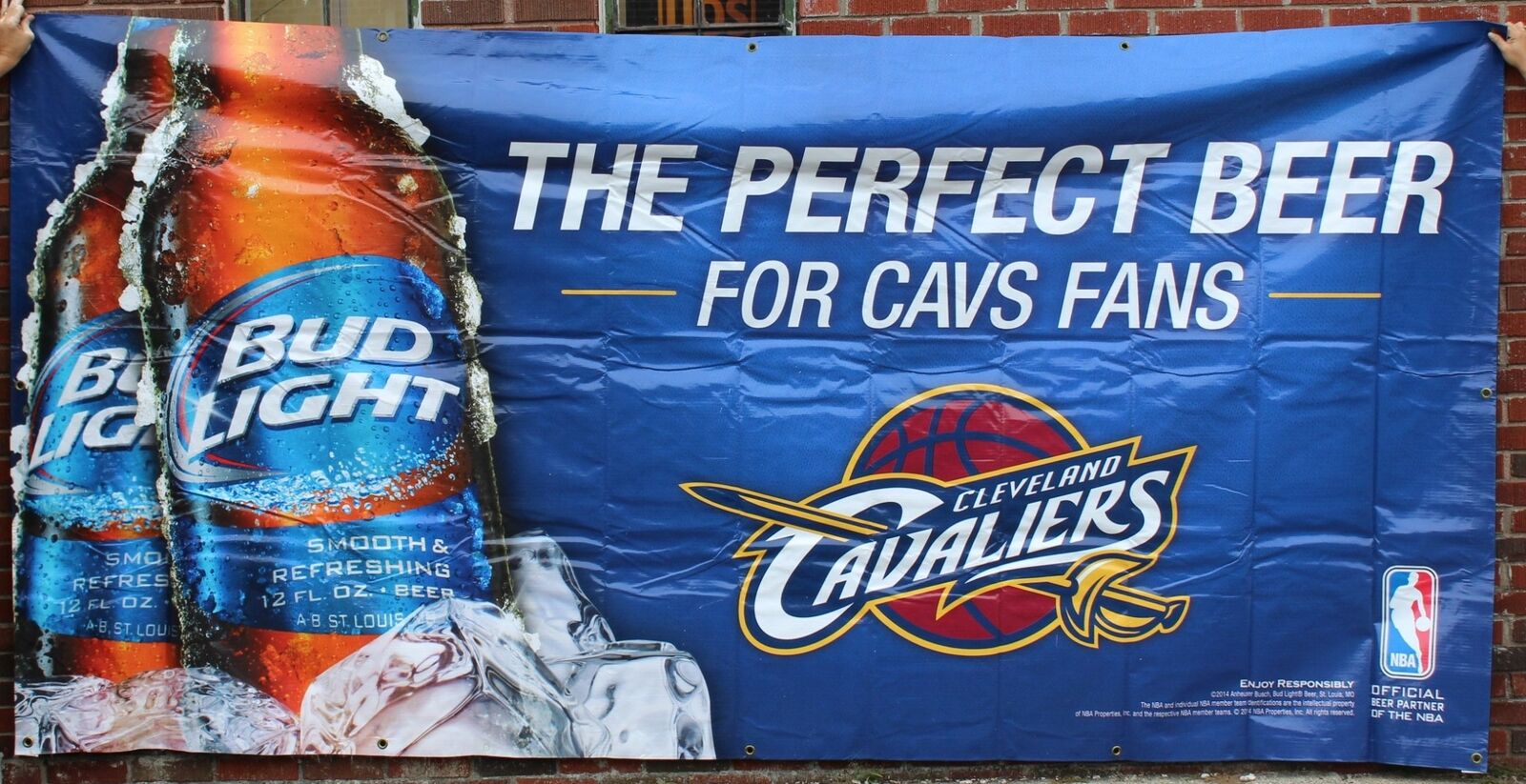 New 2014 Bud Light Advertising NBA Cleveland Cavaliers Banner Sign Huge 6 X 12\'