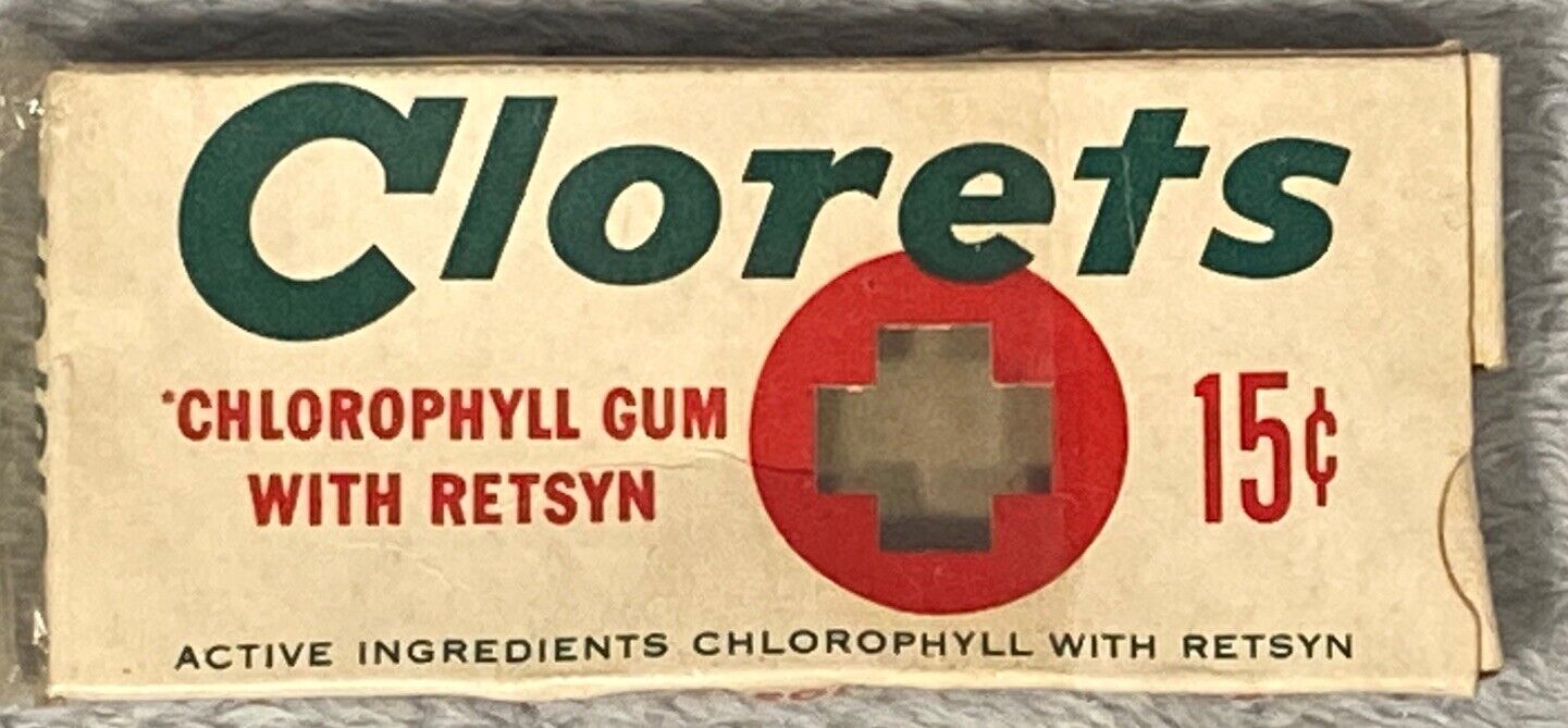 Vintage Package of Clorets Chlorophyll Gum w/Retsyn Opened American Chicle Co.