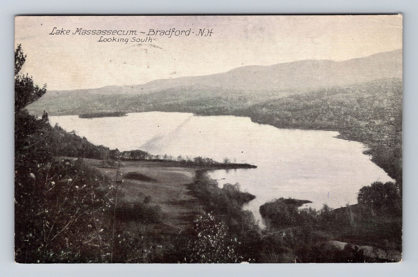 Biradford NH-New Hampshire, Aerial Lake Massassecum, Vintage c1931 Postcard