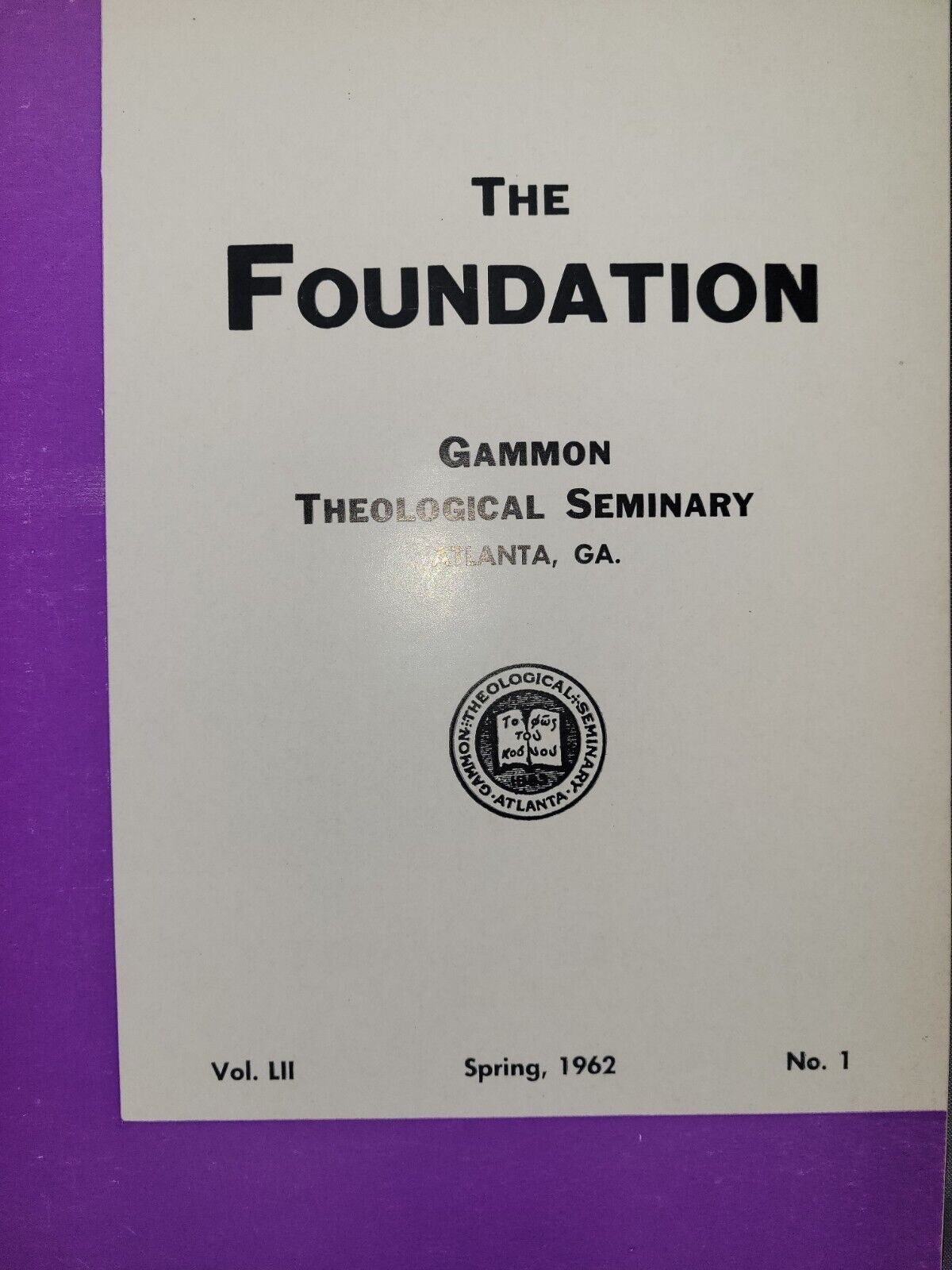 Super Rare Bulletin Of Gammon Theological Seminary Spring 1962