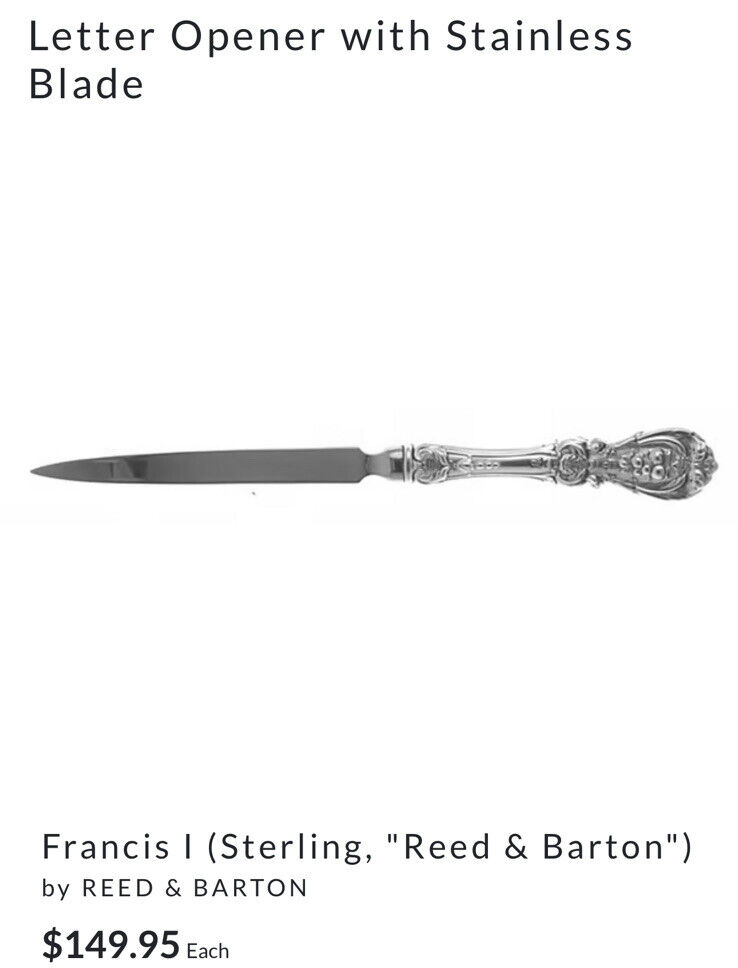 Vintage Reed & Barton “Francis I”  Sterling Silver Letter Opener Brand New