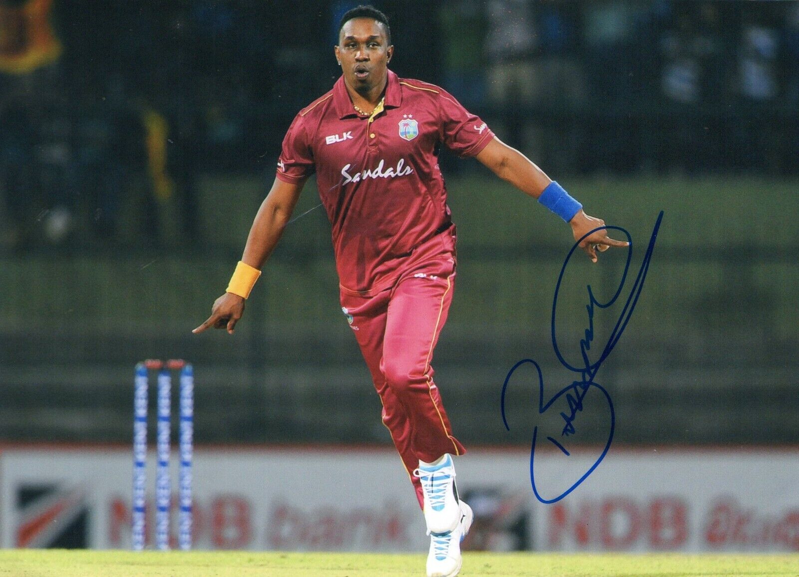Original Autographed Photo of West Indies Cricketer Dwayne Bravo