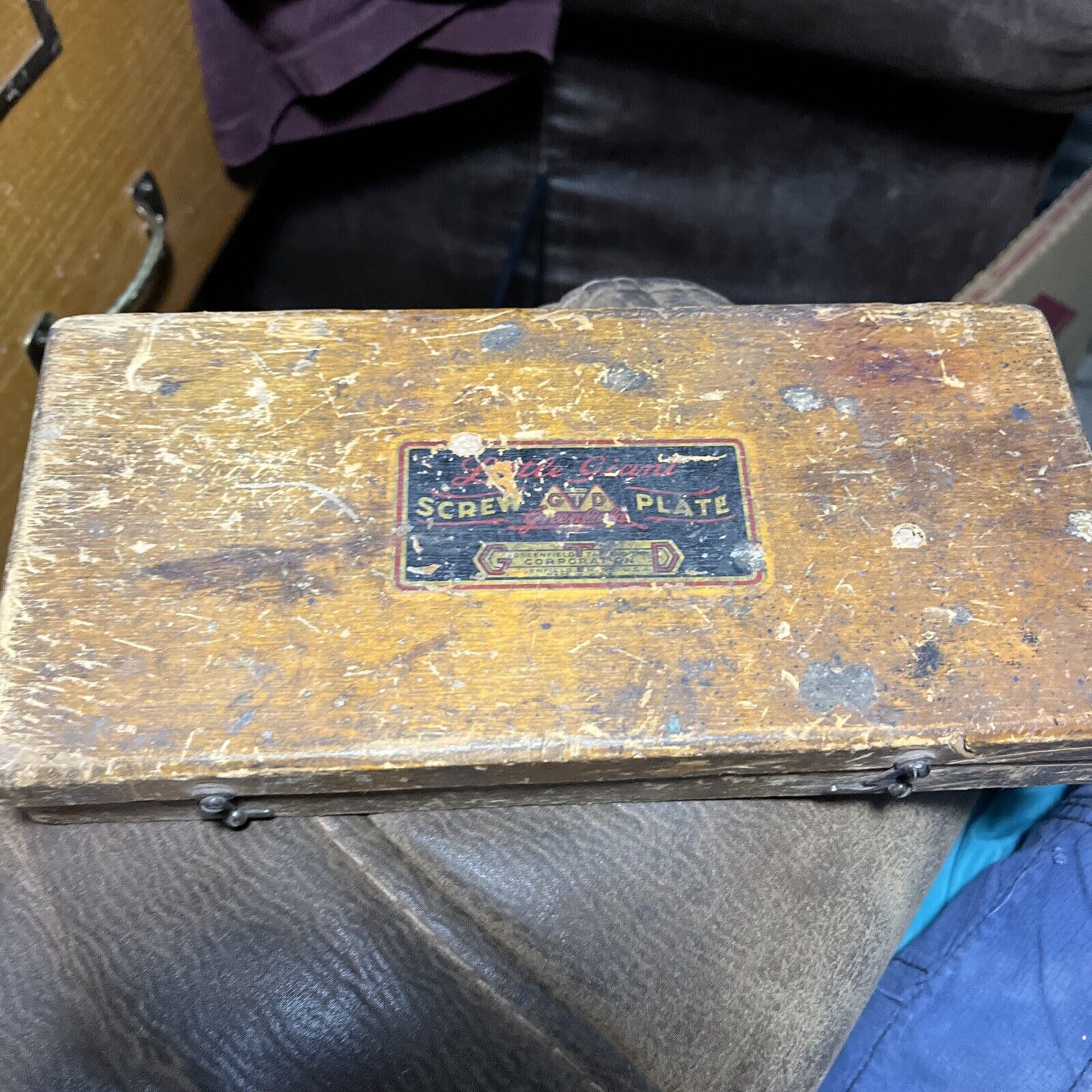 Vintage Greenfield Little Giant No. AA-2 Screw Plate Tap Die Tool Set Wood Case