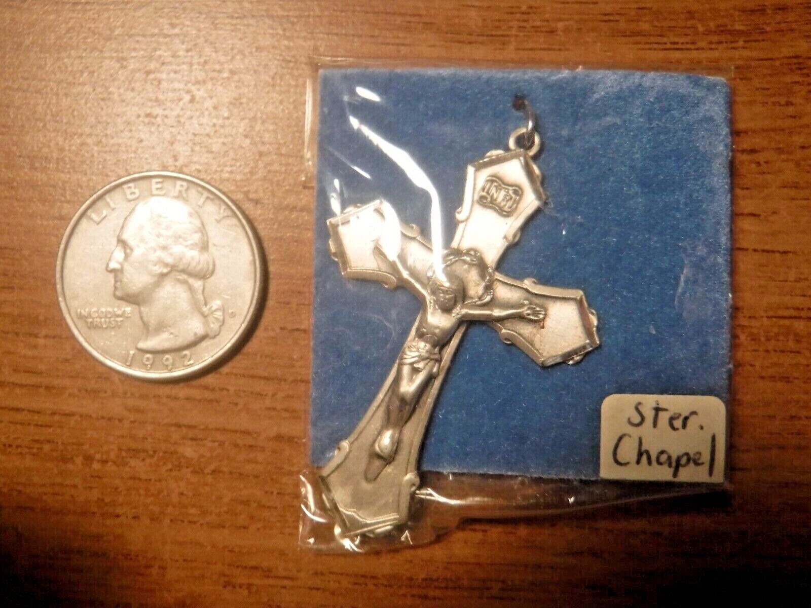 Vintage Chapel Sterling Silver Large Crucifix, New Old Stock