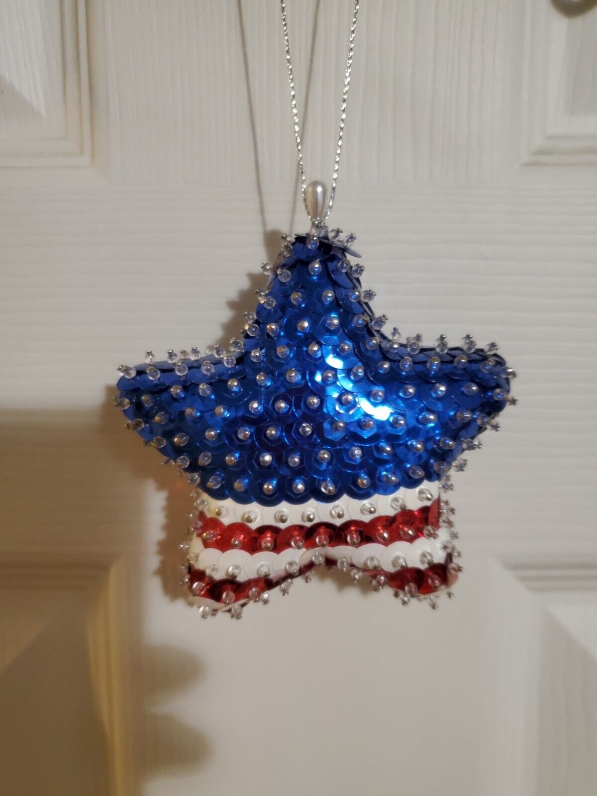 Sequin 4th Of July Americana Christmas Ornament Handmade