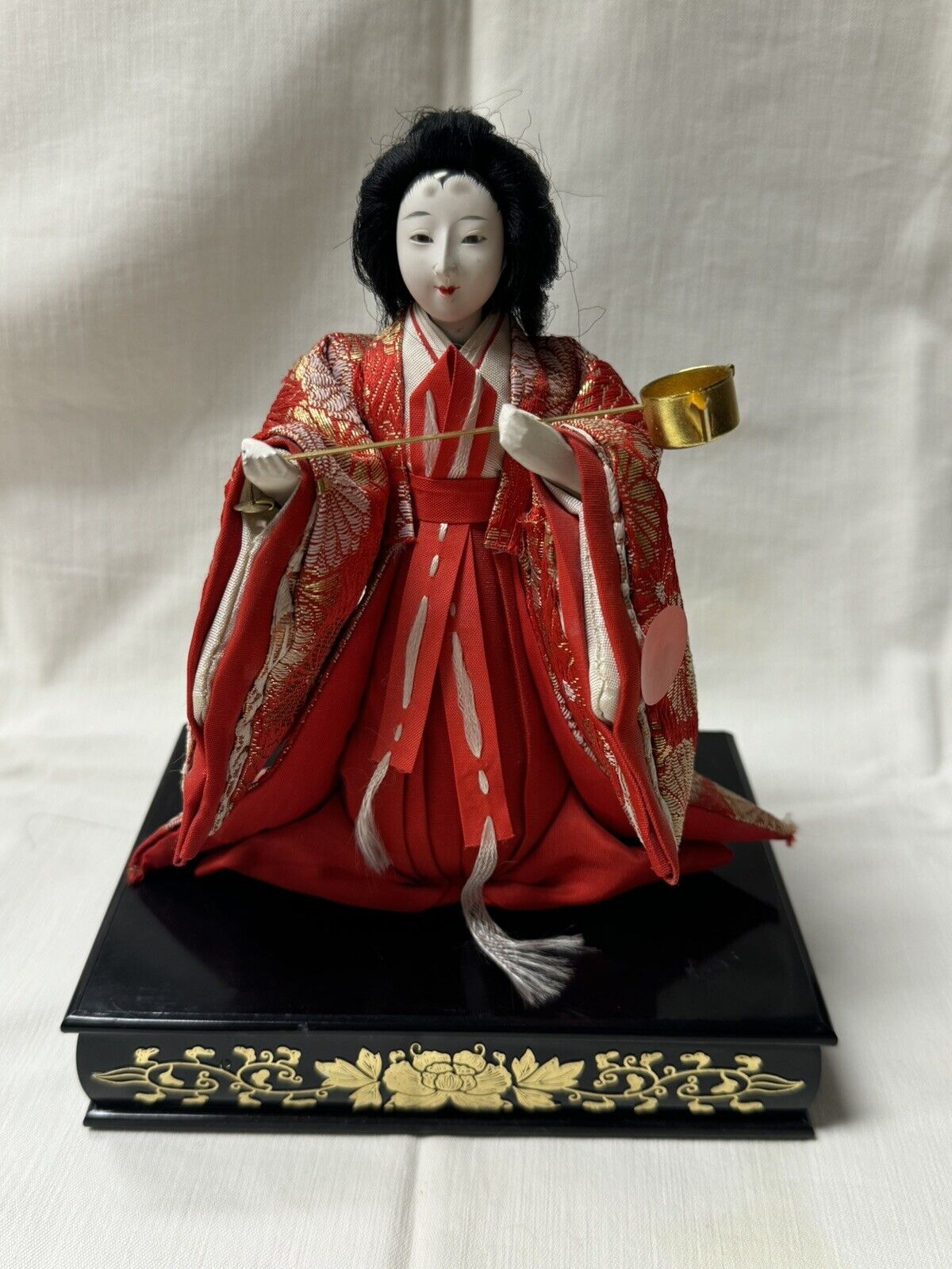 Traditional Japanese Hina Doll The Court Lady Festival Handmade Painted Stand