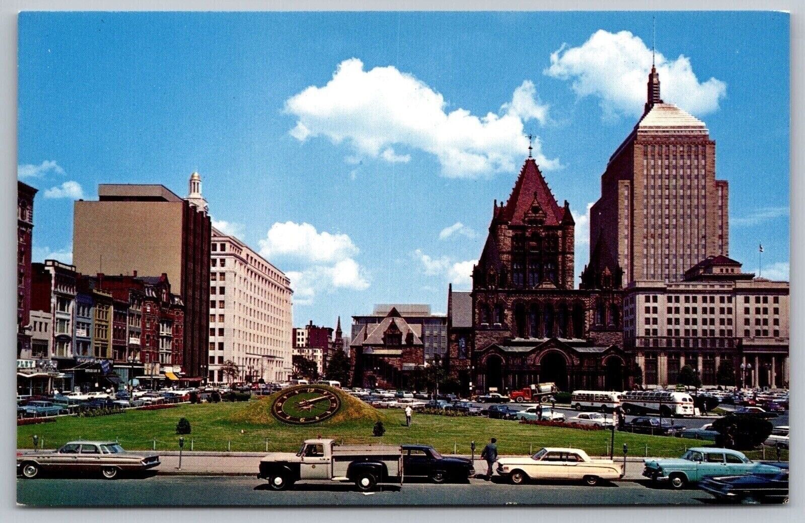 Boston Massachusetts Copely Square Public Library Downtown Chrome Postcard